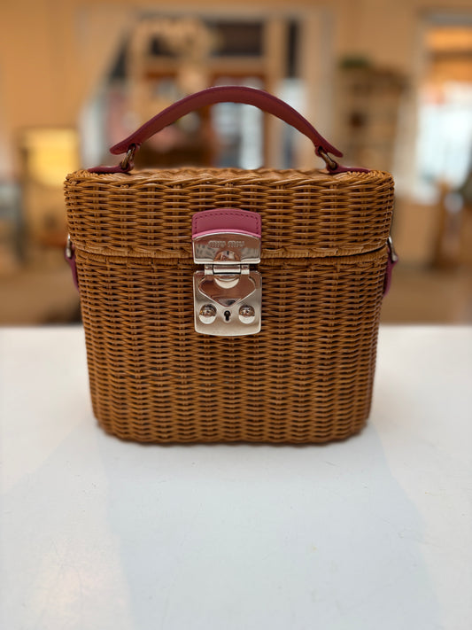 Miu Miu Wicker Basket Bag Pink
