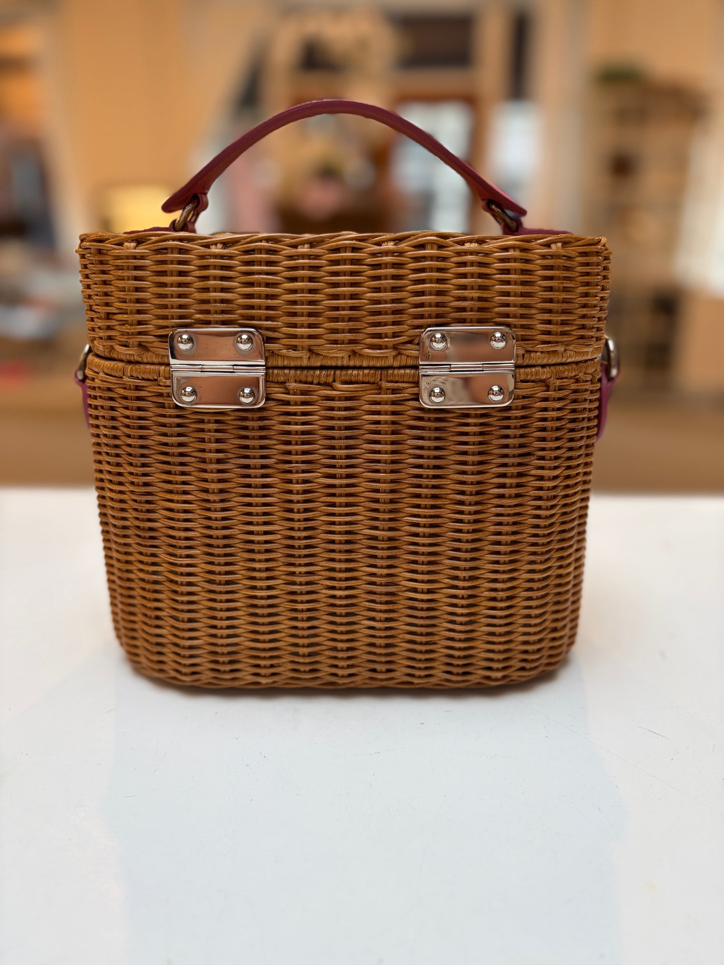 Miu Miu Wicker Basket Bag Pink