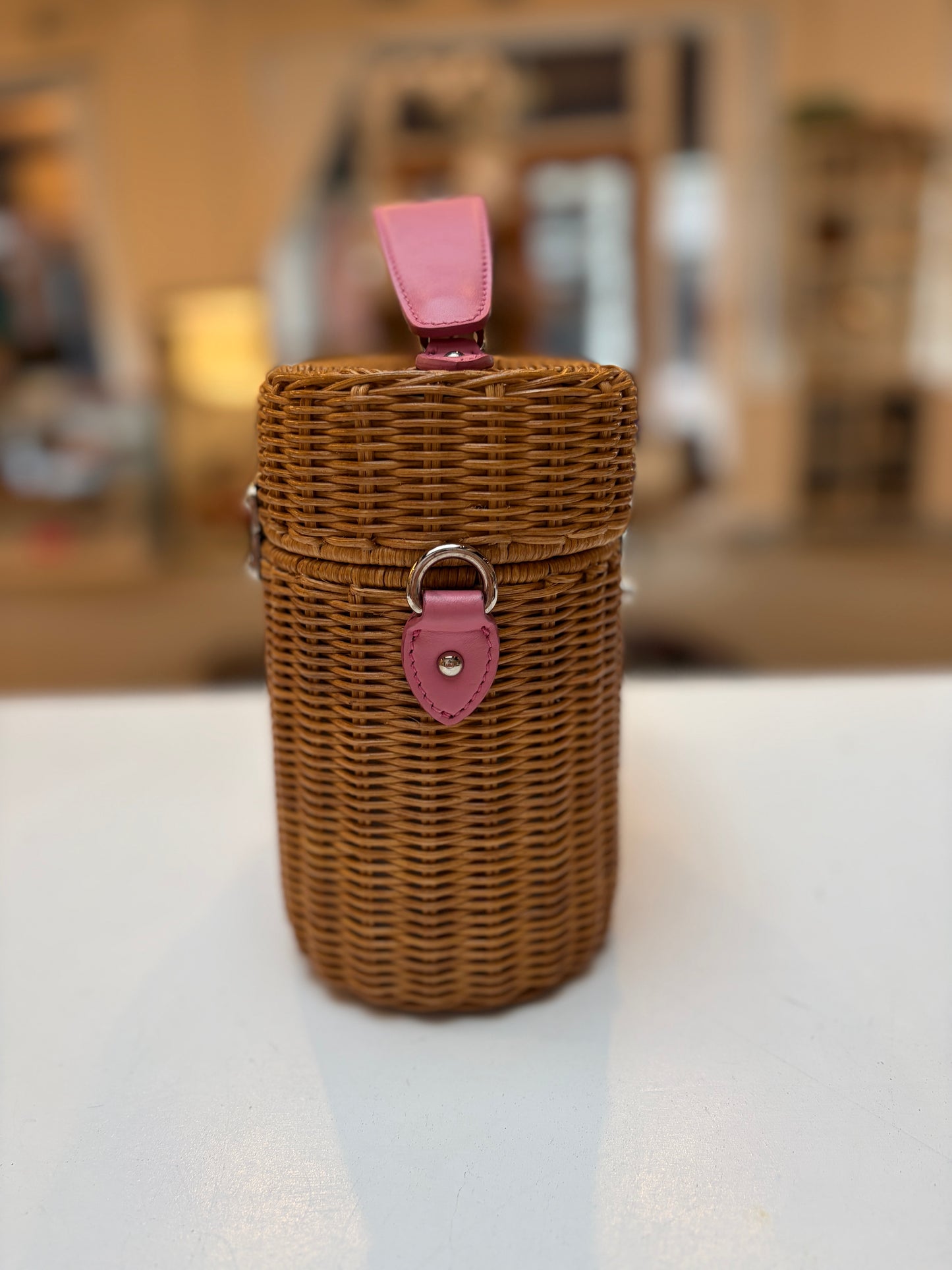 Miu Miu Wicker Basket Bag Pink