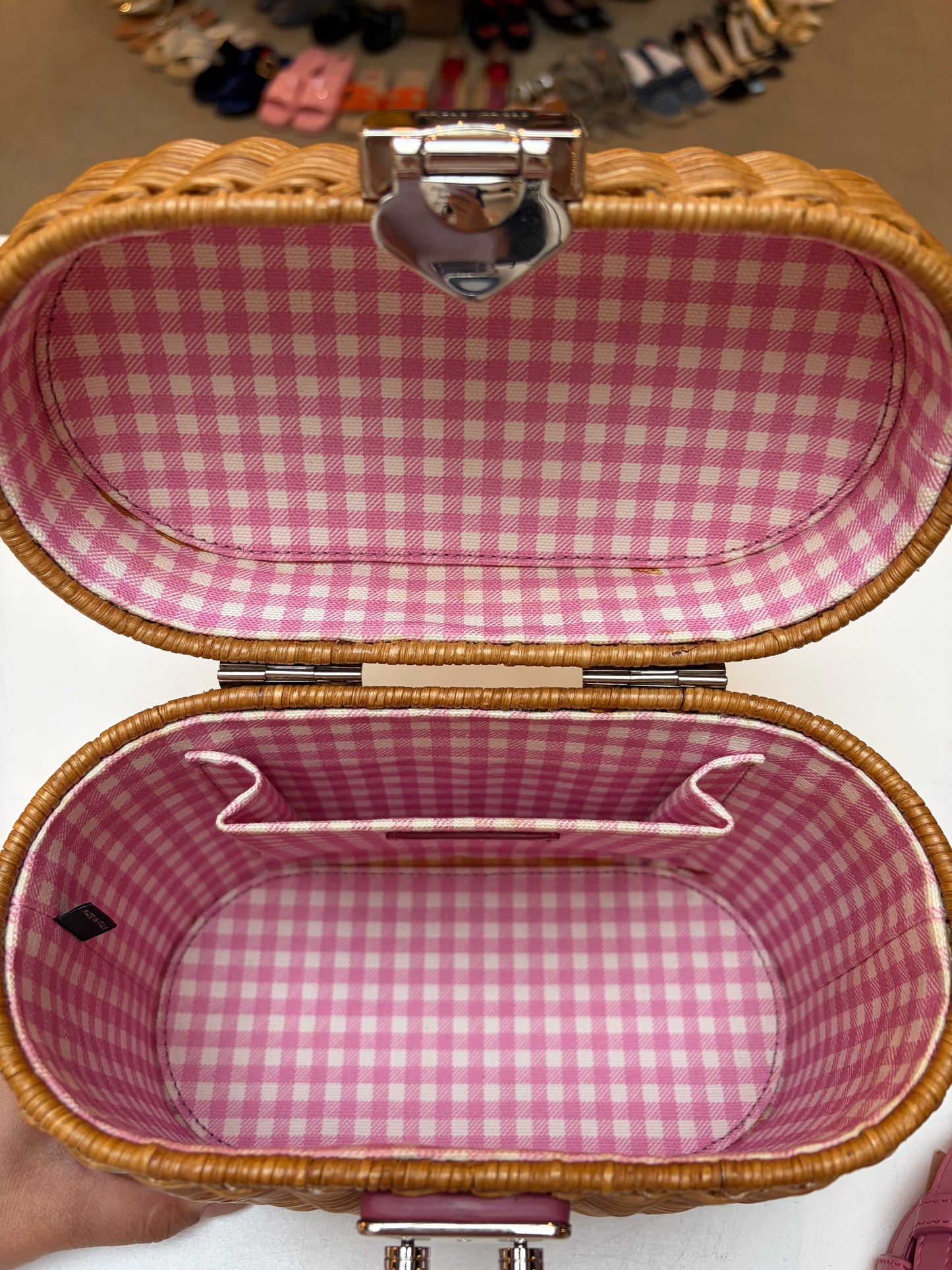 Miu Miu Wicker Basket Bag Pink