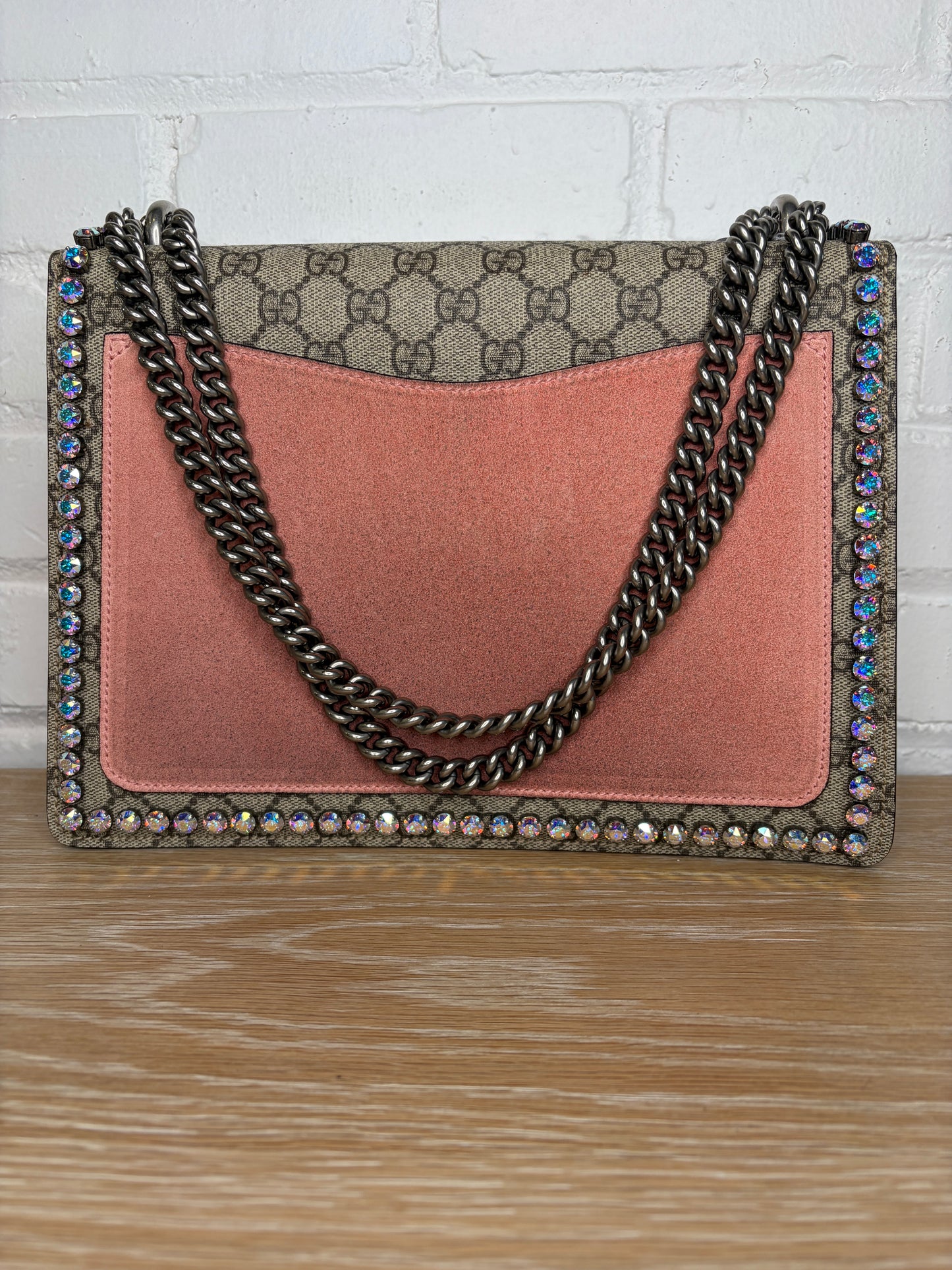 Gucci GG Supreme Monogram Suede Crystal Dinoysus