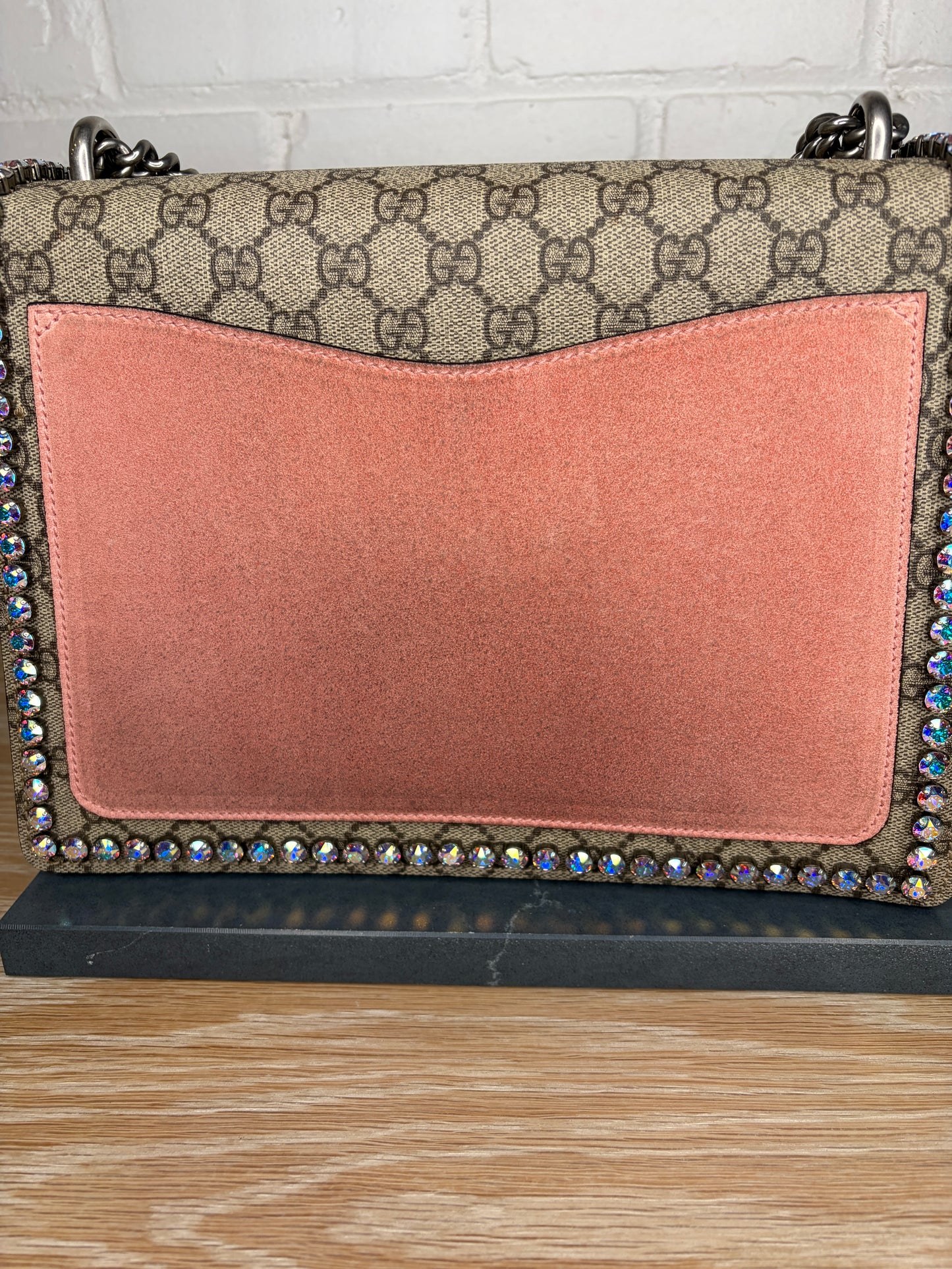 Gucci GG Supreme Monogram Suede Crystal Dinoysus