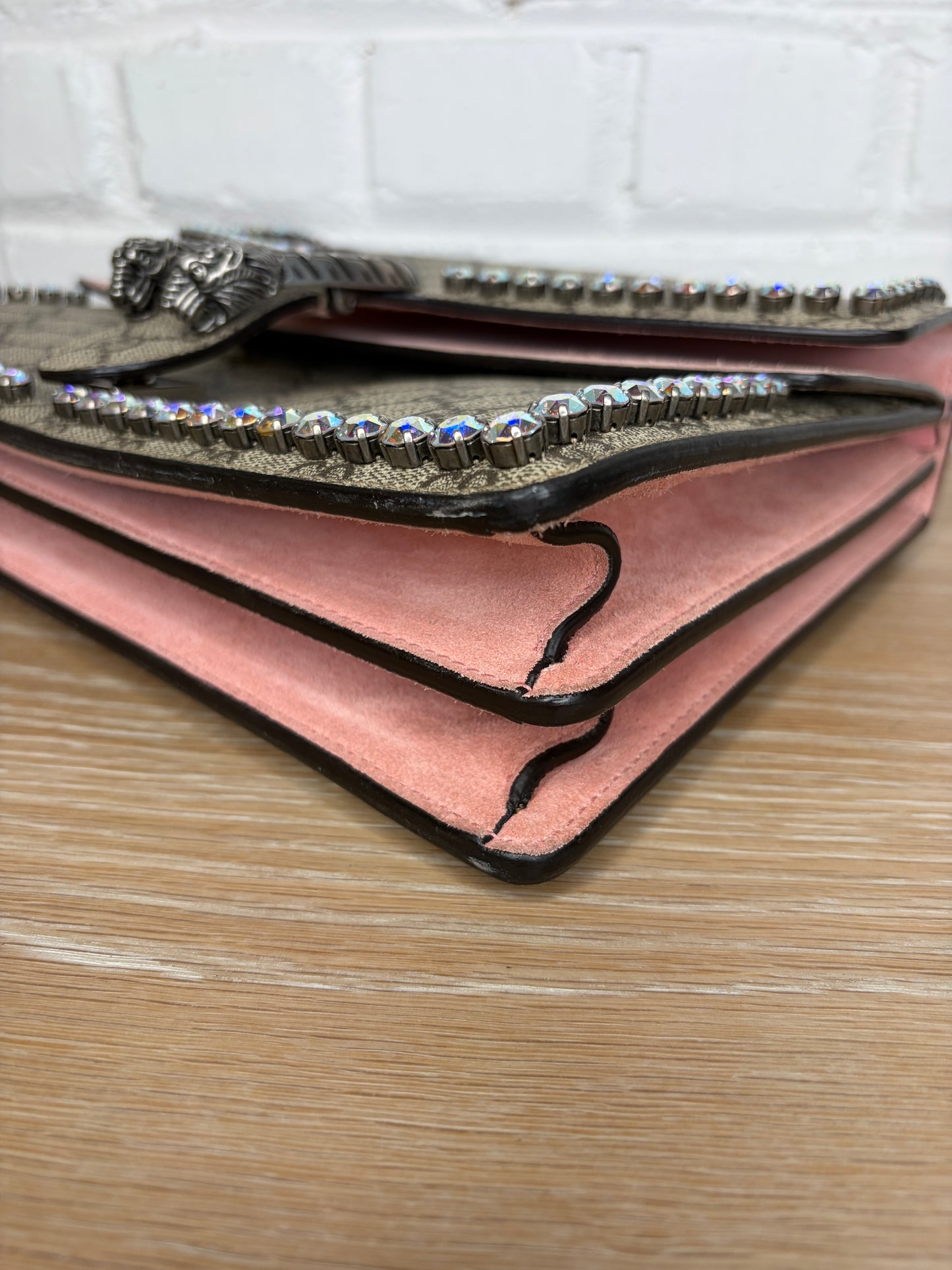 Gucci GG Supreme Monogram Suede Crystal Dinoysus
