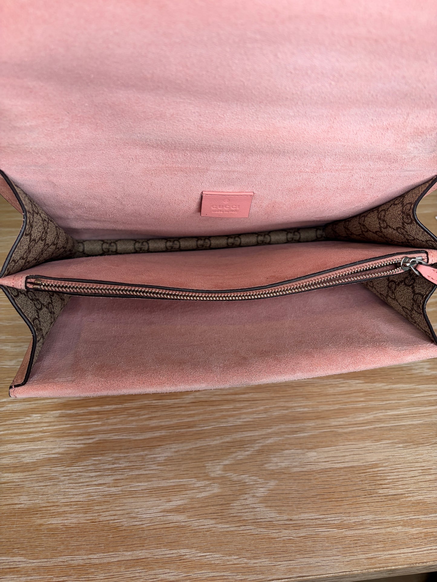 Gucci GG Supreme Monogram Suede Crystal Dinoysus