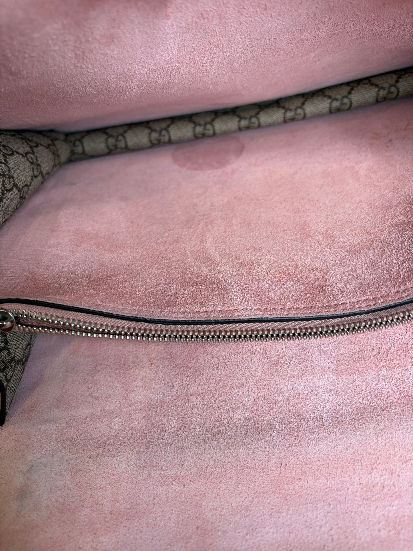 Gucci GG Supreme Monogram Suede Crystal Dinoysus