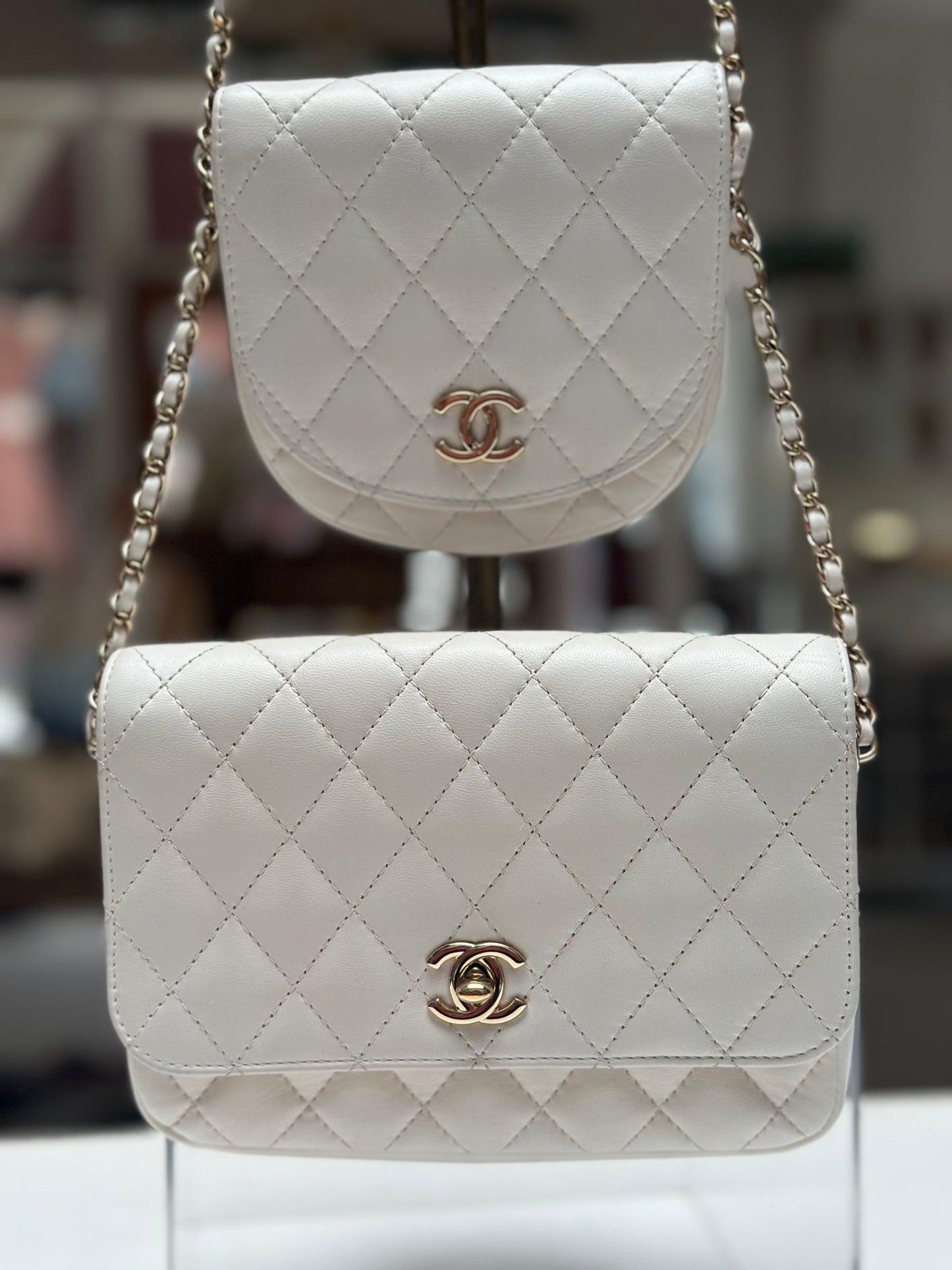 Chanel Quilted Side-Pack, White