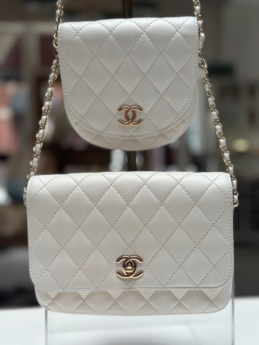 Chanel Quilted Side-Pack, White