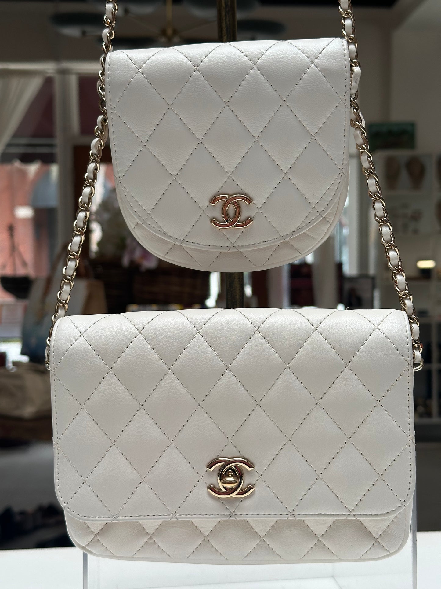 Chanel Quilted Side-Pack, White