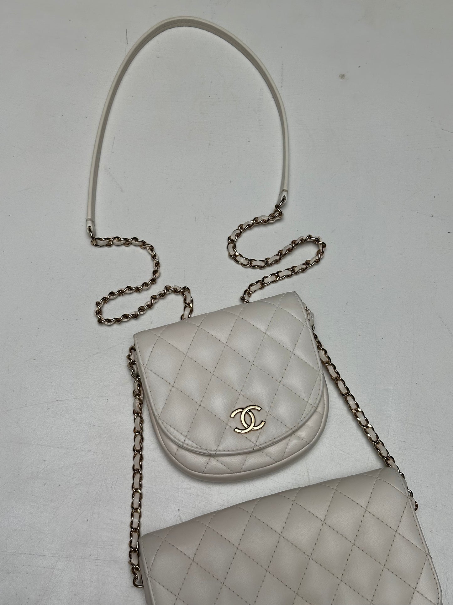 Chanel Quilted Side-Pack, White