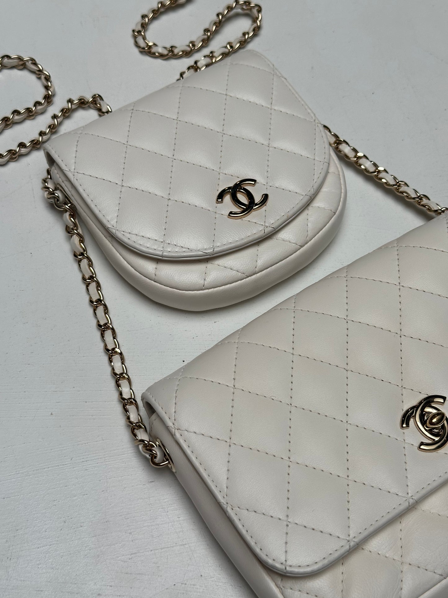 Chanel Quilted Side-Pack, White