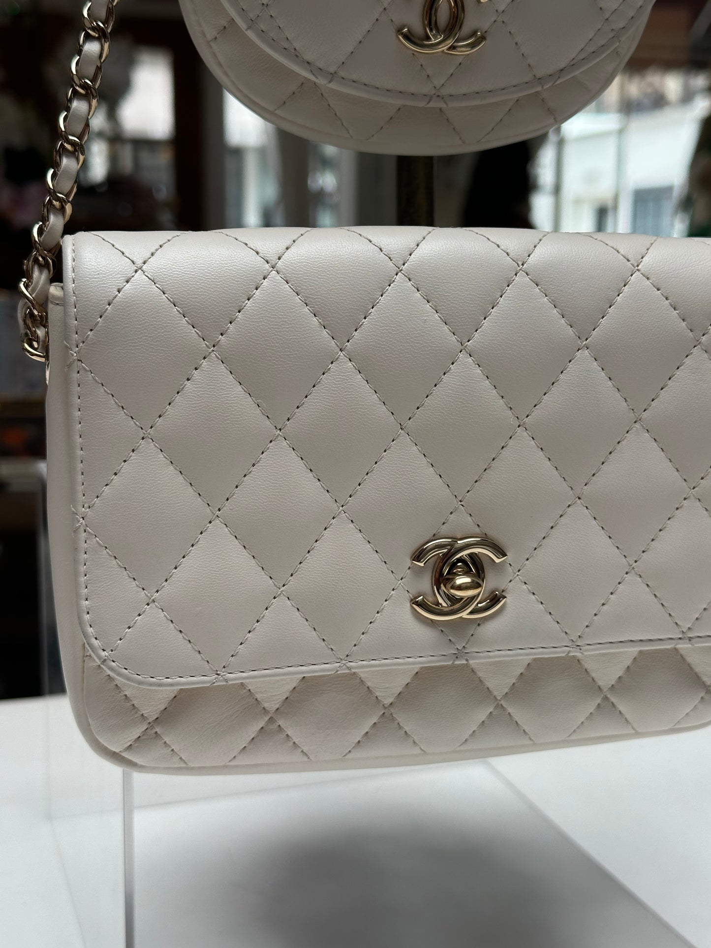 Chanel Quilted Side-Pack, White