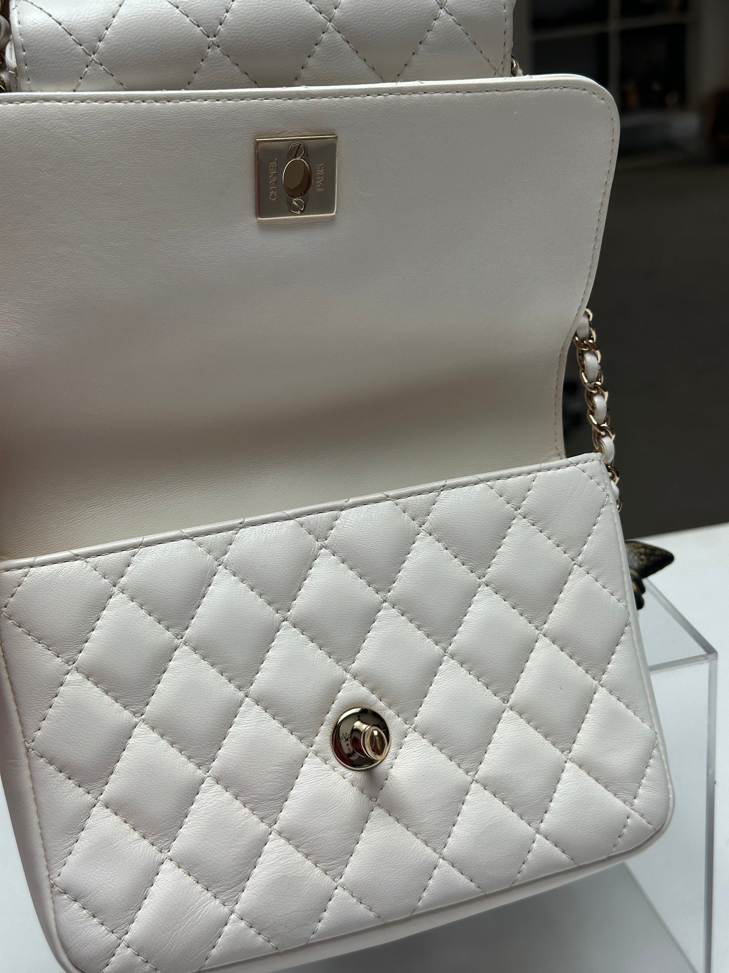 Chanel Quilted Side-Pack, White