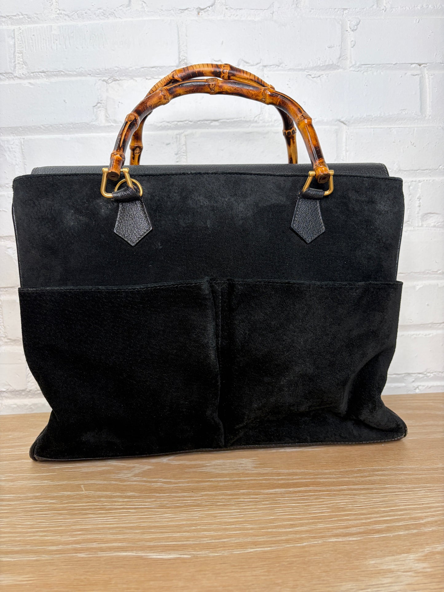 Gucci Suede Bamboo Handle Tote