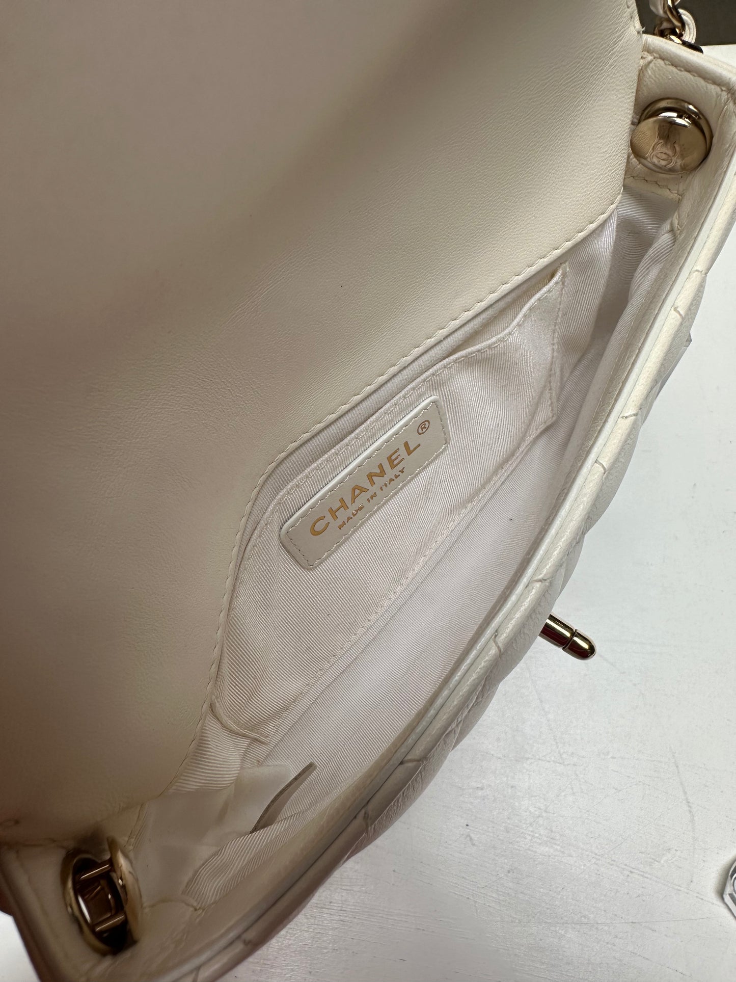 Chanel Quilted Side-Pack, White