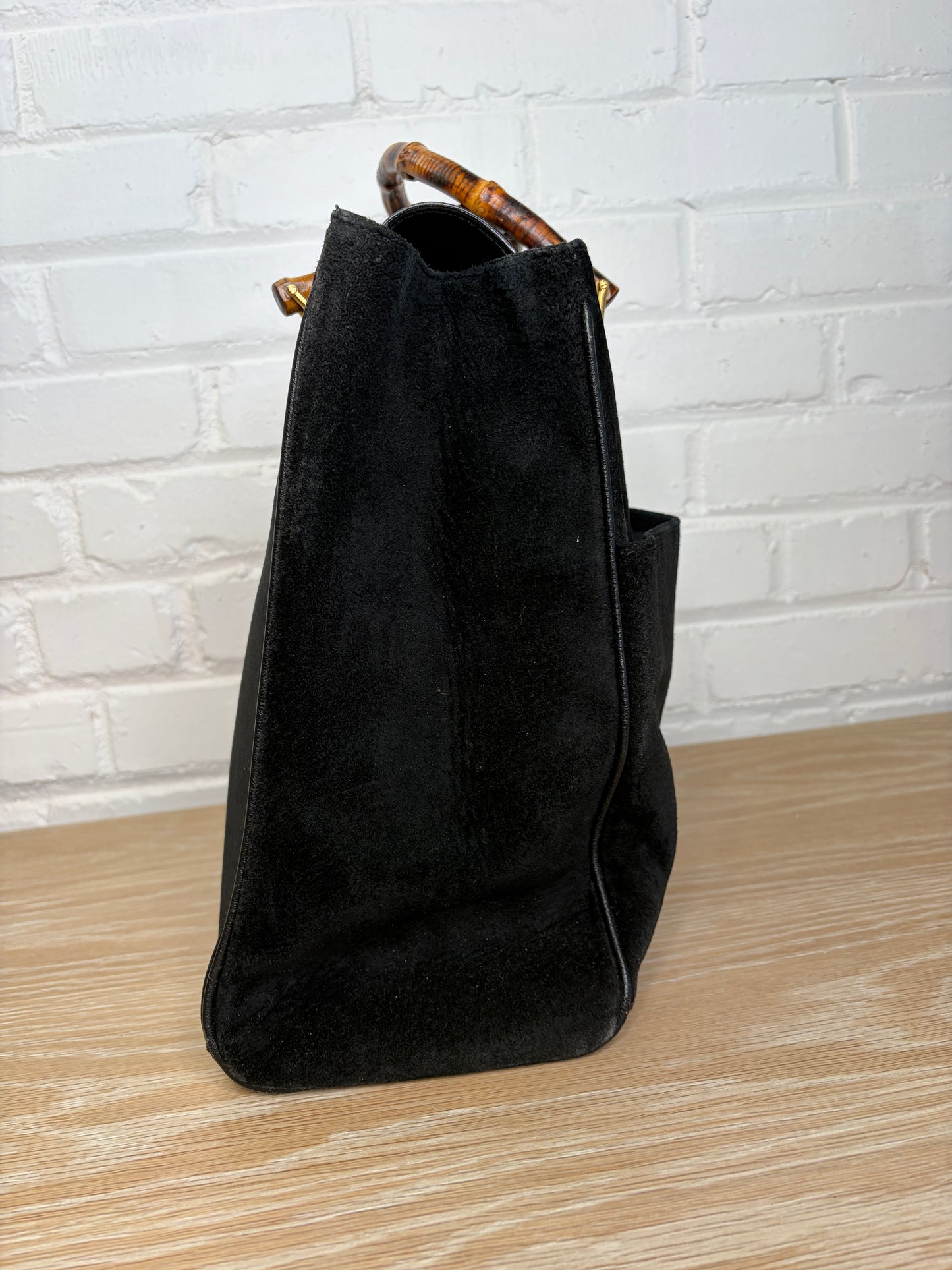 Gucci Suede Bamboo Handle Tote