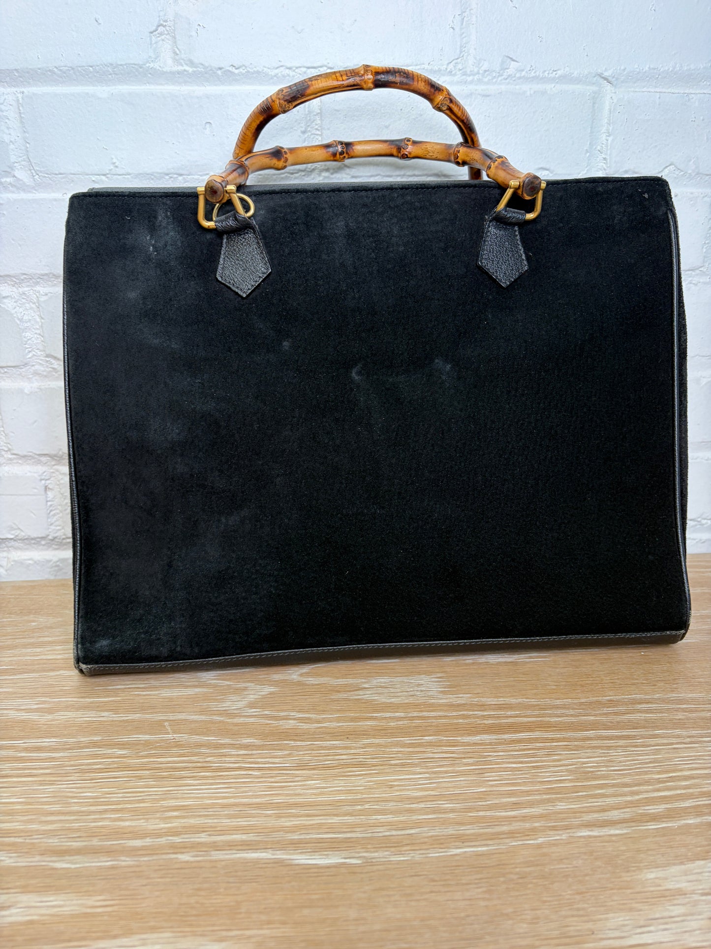 Gucci Suede Bamboo Handle Tote