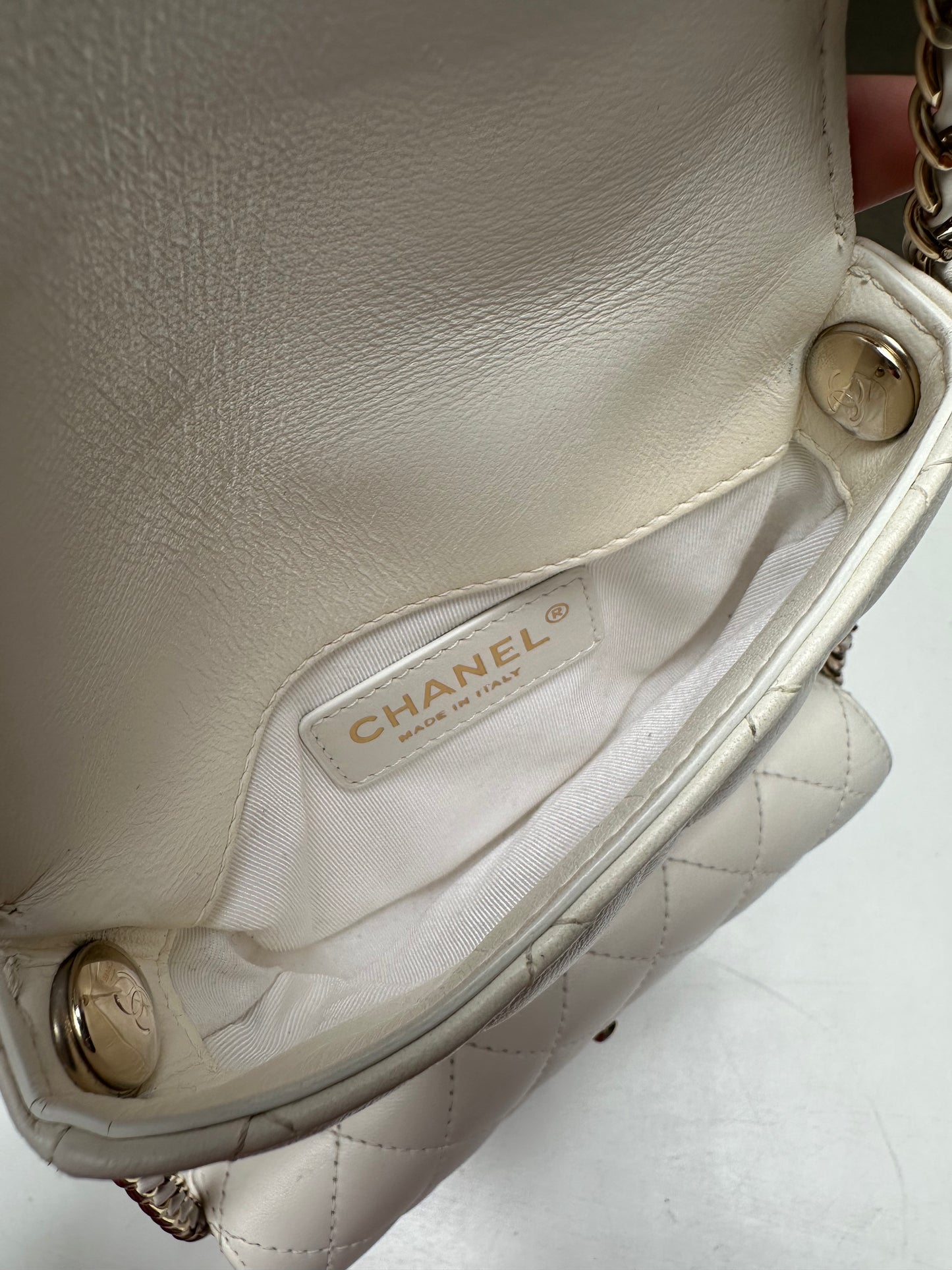 Chanel Quilted Side-Pack, White