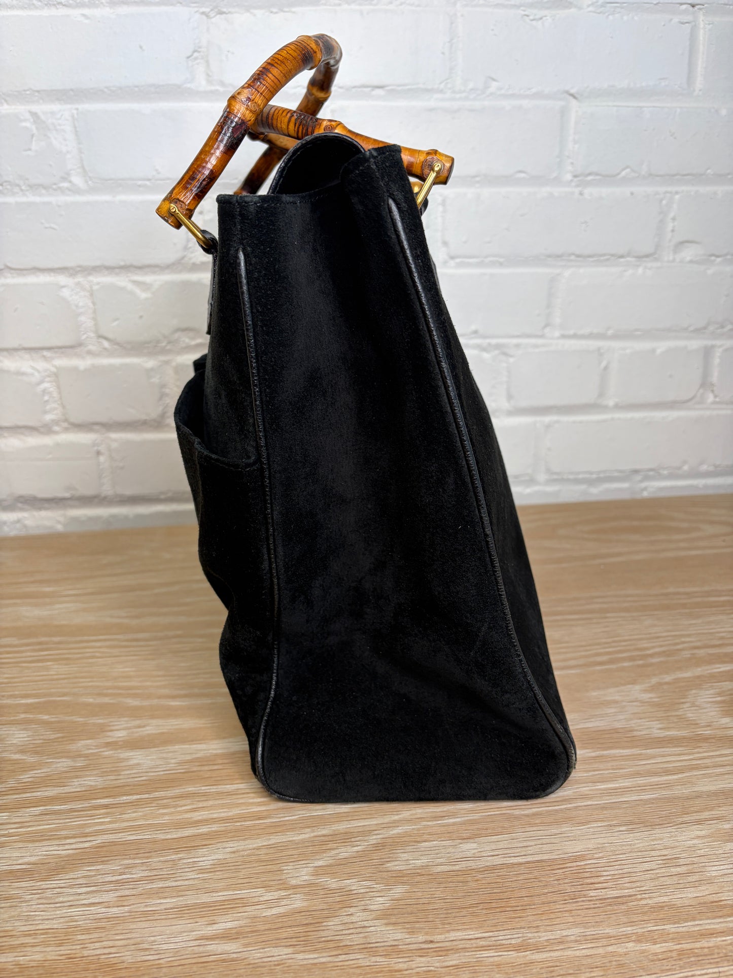 Gucci Suede Bamboo Handle Tote