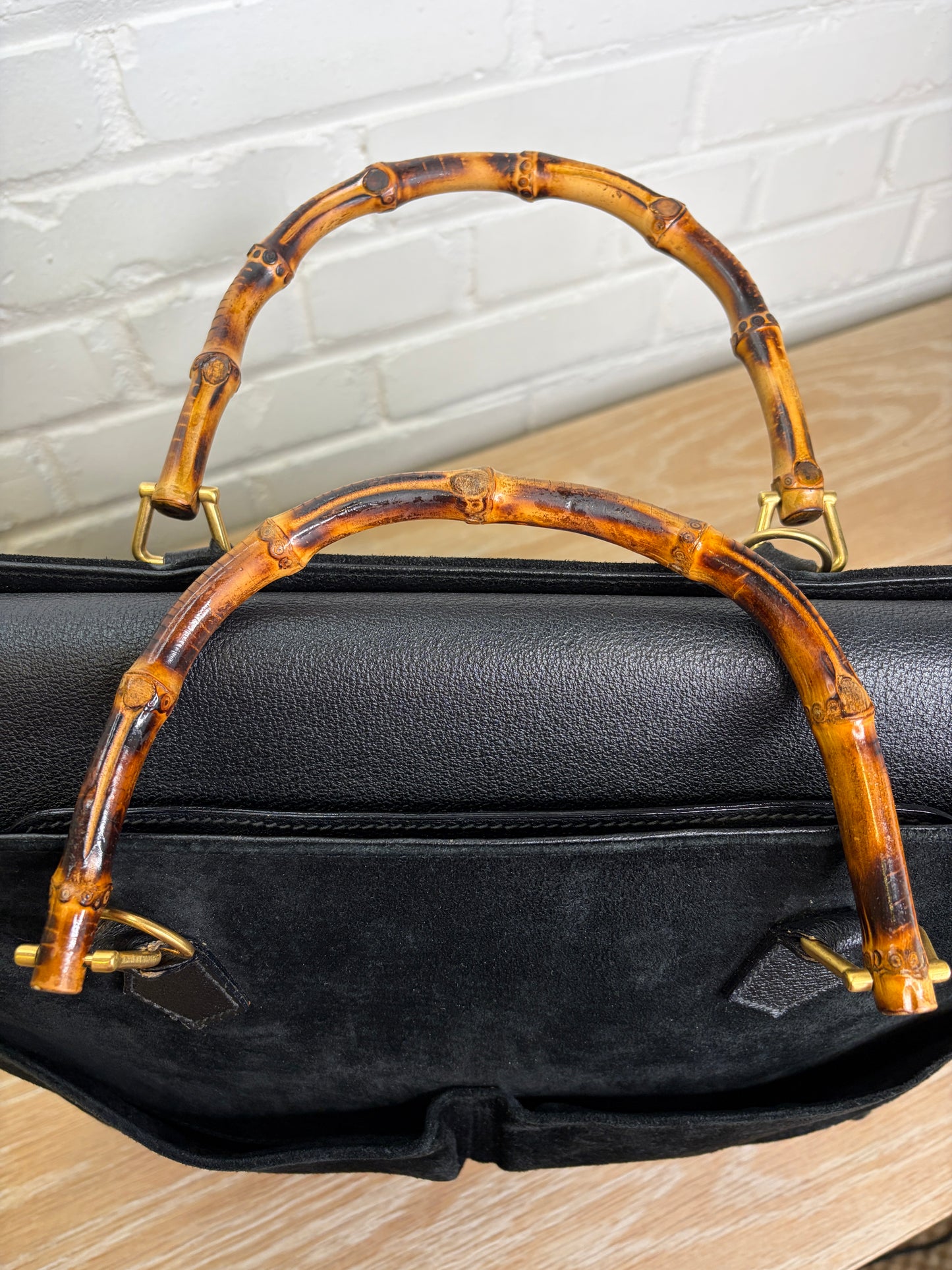Gucci Suede Bamboo Handle Tote