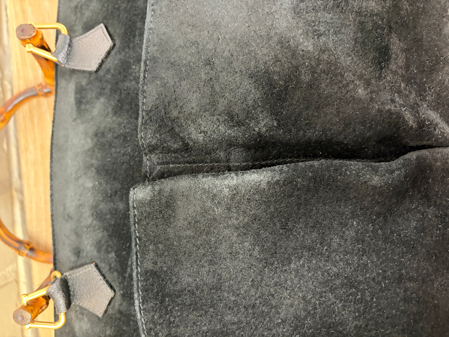 Gucci Suede Bamboo Handle Tote
