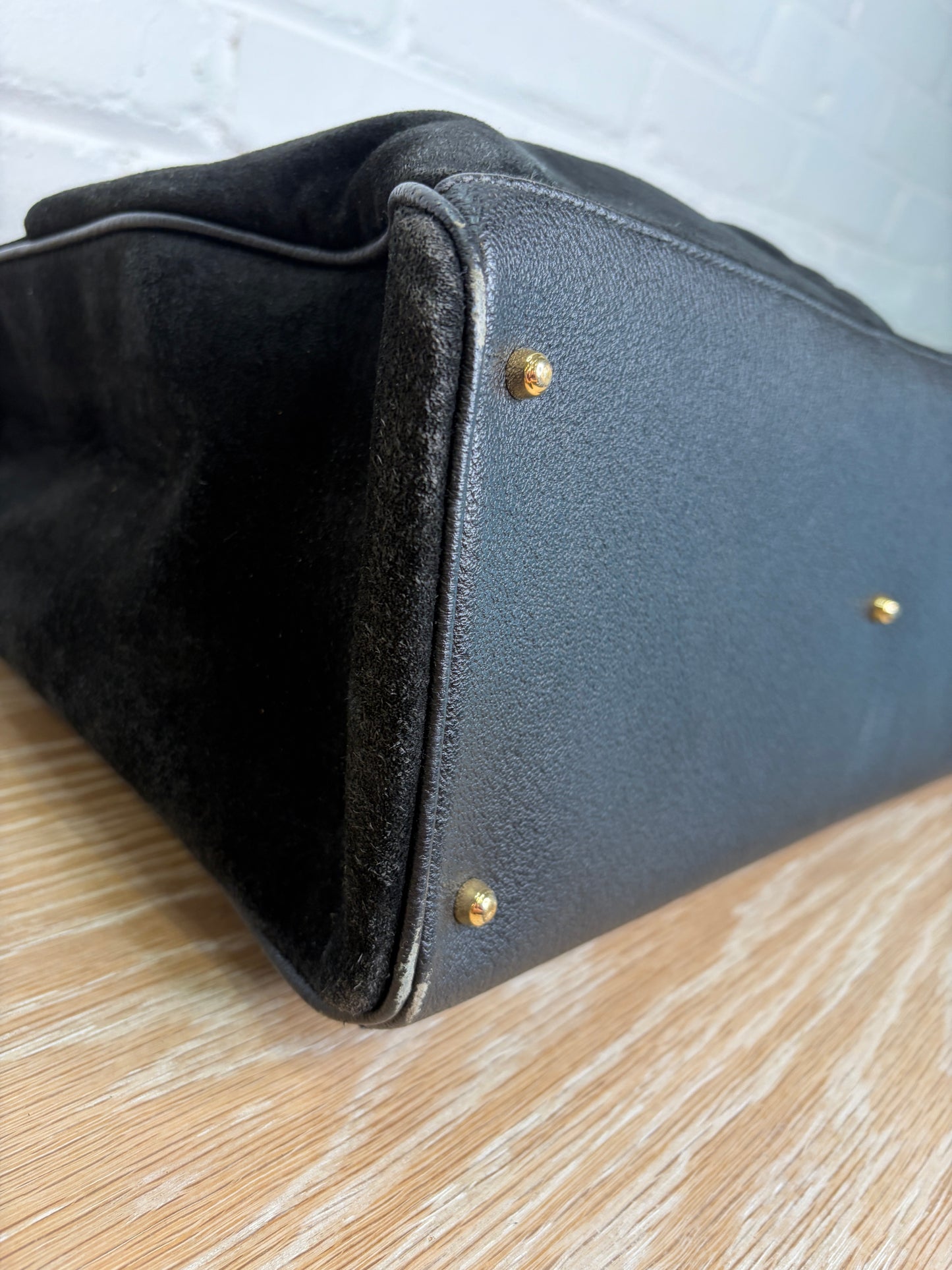 Gucci Suede Bamboo Handle Tote
