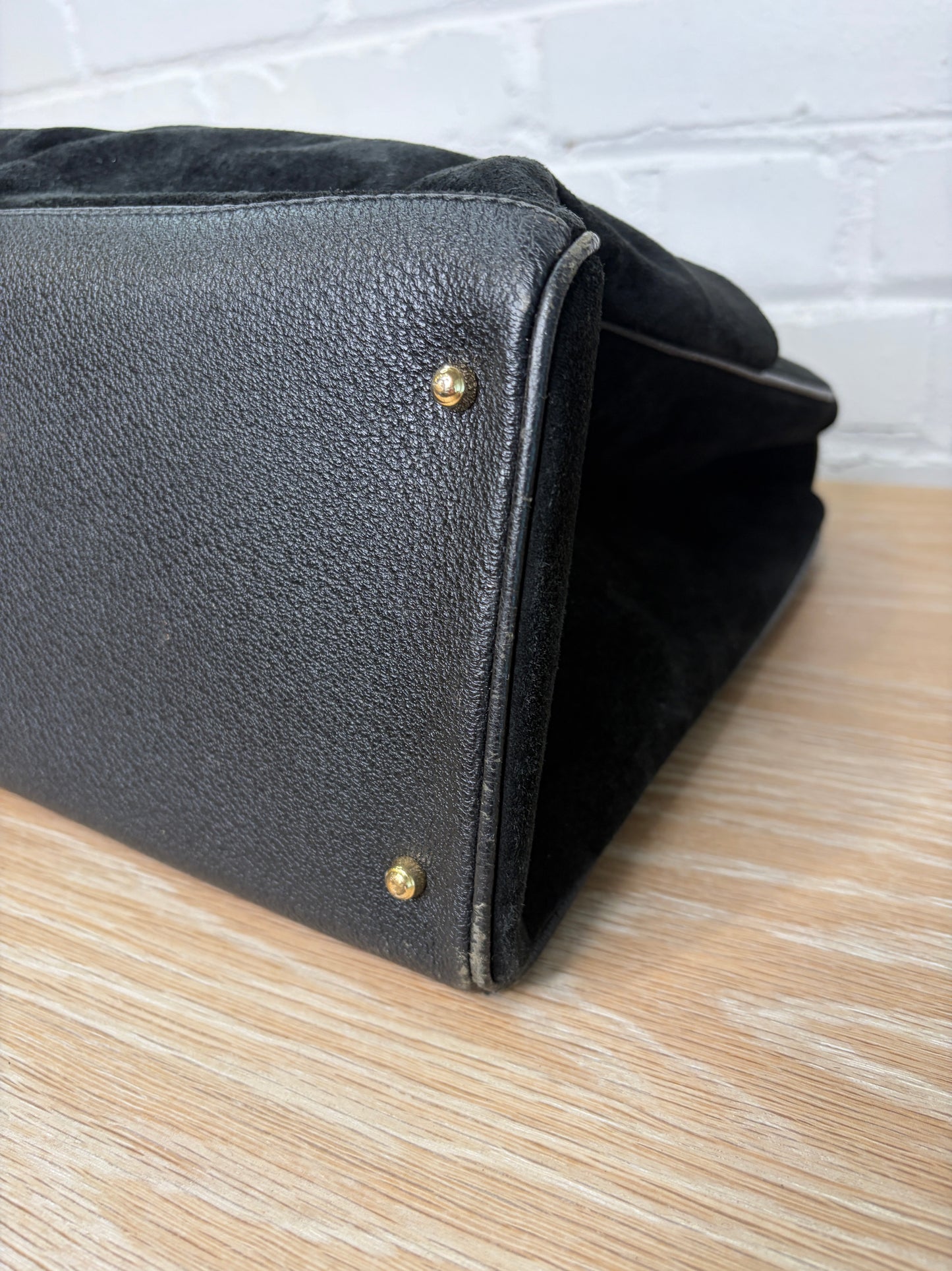 Gucci Suede Bamboo Handle Tote