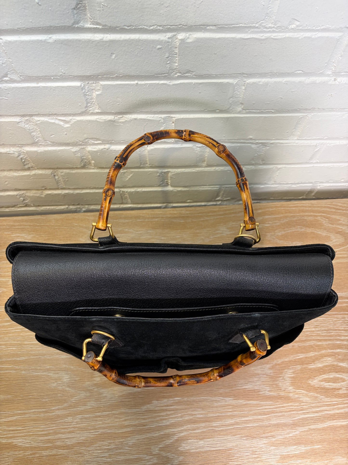 Gucci Suede Bamboo Handle Tote