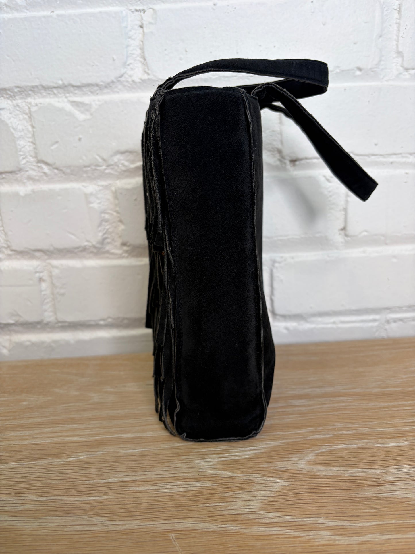Chanel Mini Black Suede Fringe Rhinestone Tote