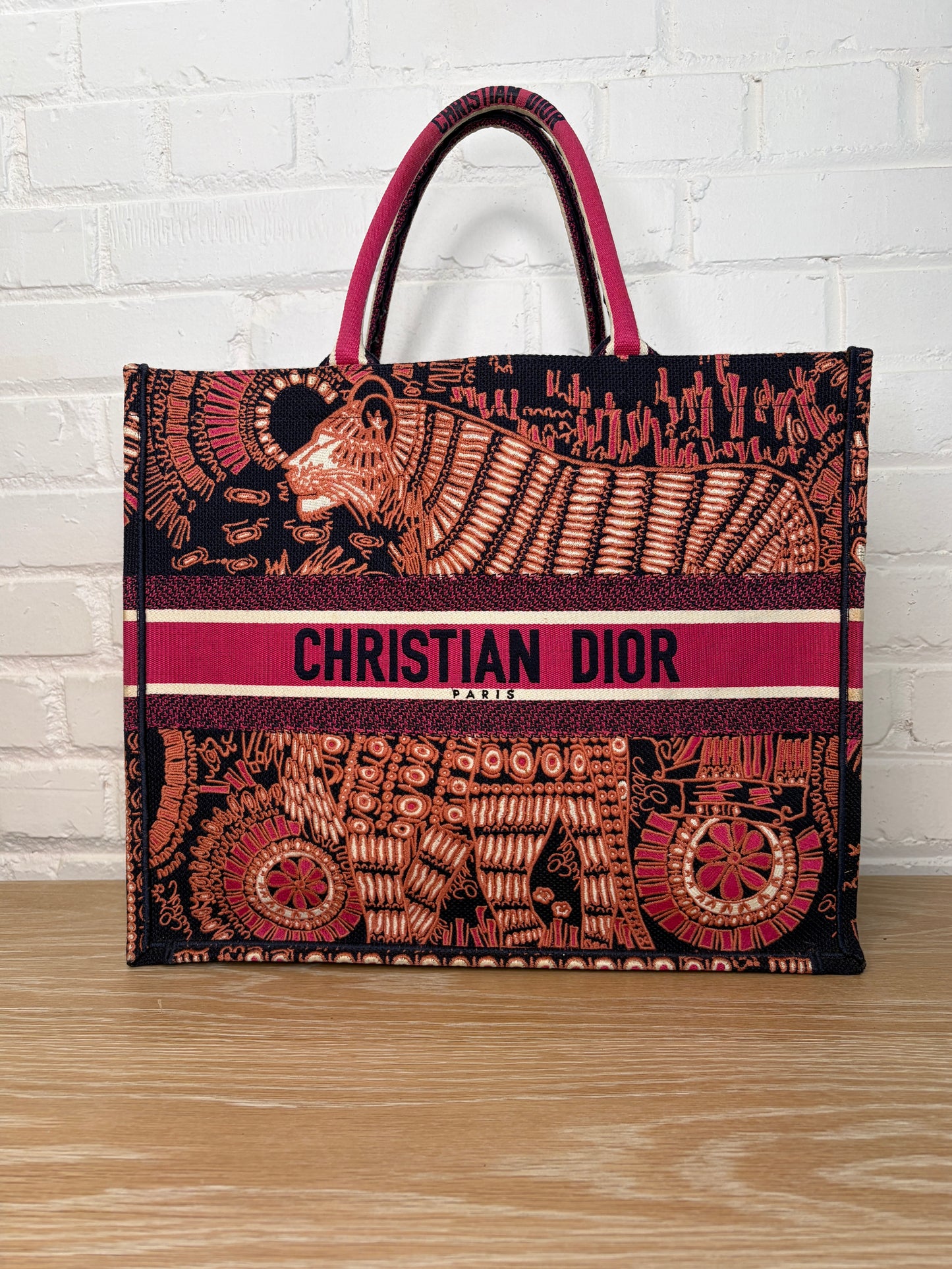 Christian Dior Large Book Tote Fuchsia Multicolor