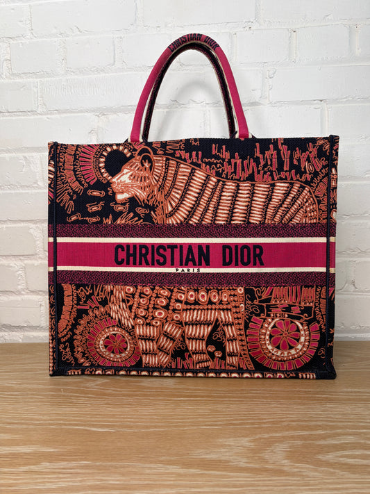Christian Dior Large Book Tote Fuchsia Multicolor