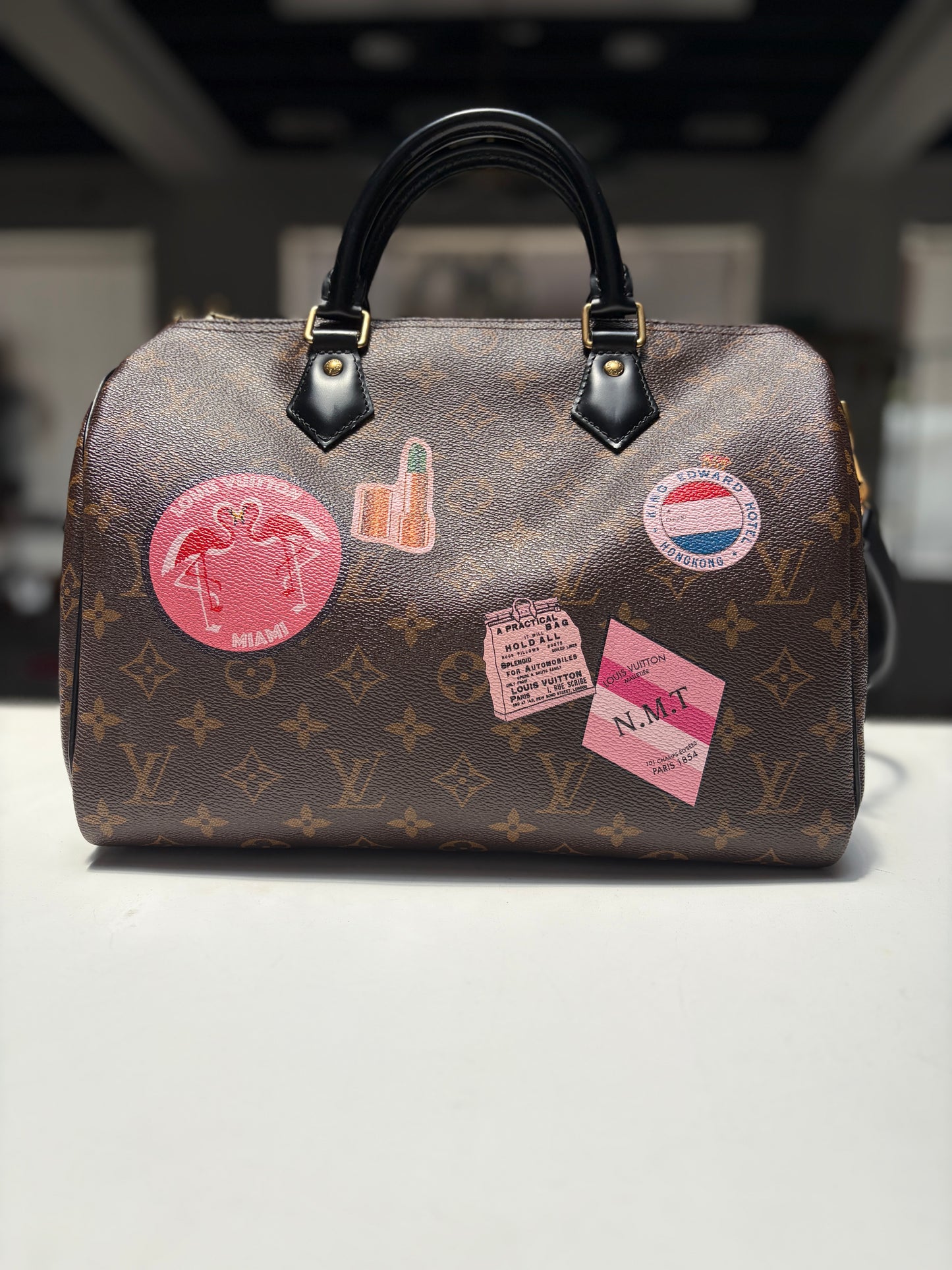 Louis Vuitton Monogram My World Tour Speedy 30 Black Bandouliere