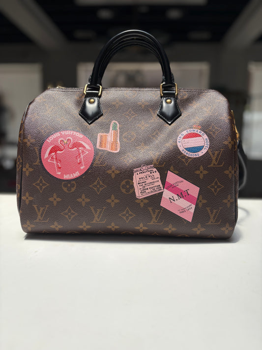 Louis Vuitton Monogram My World Tour Speedy 30 Black Bandouliere