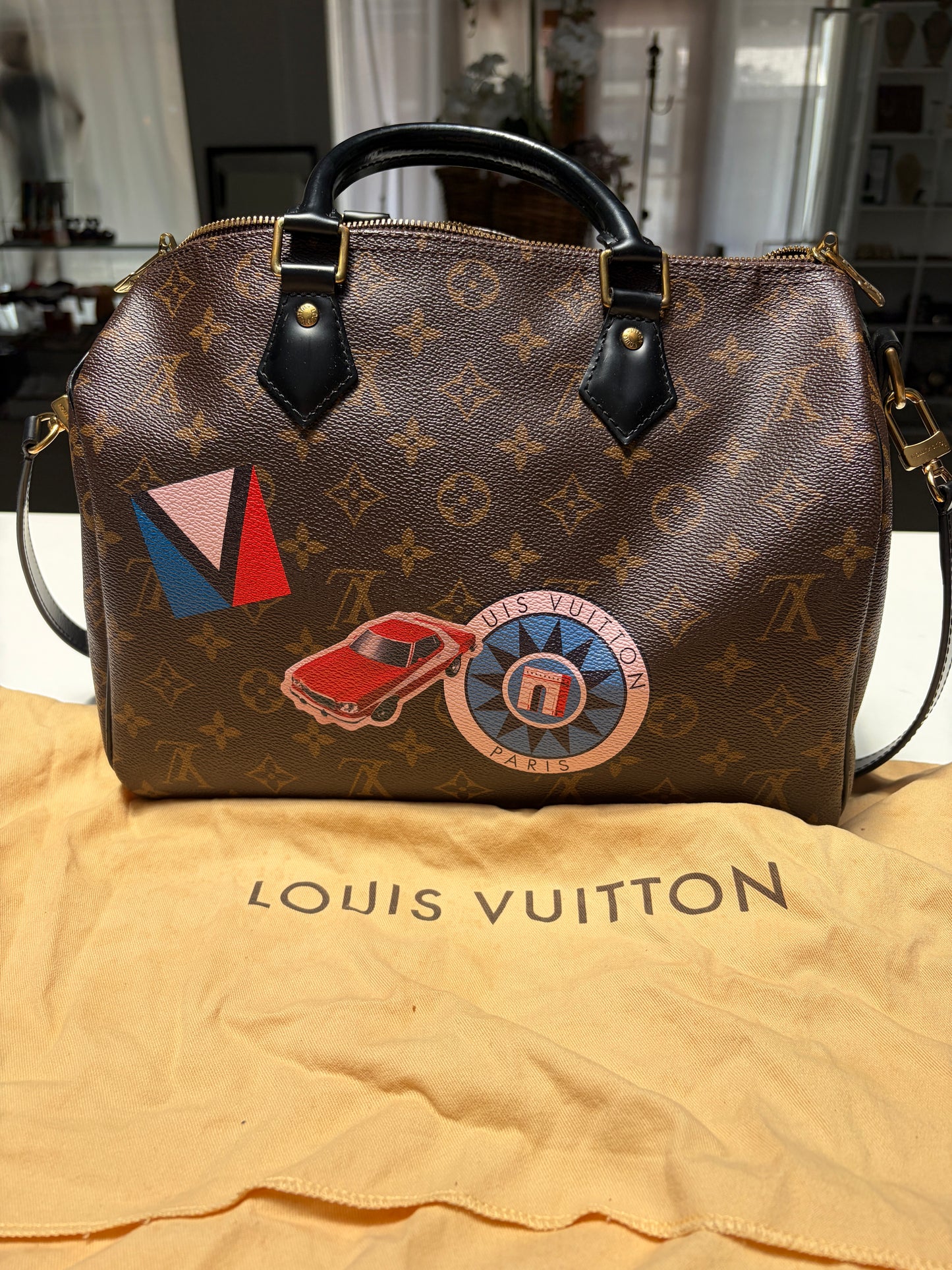 Louis Vuitton Monogram My World Tour Speedy 30 Black Bandouliere