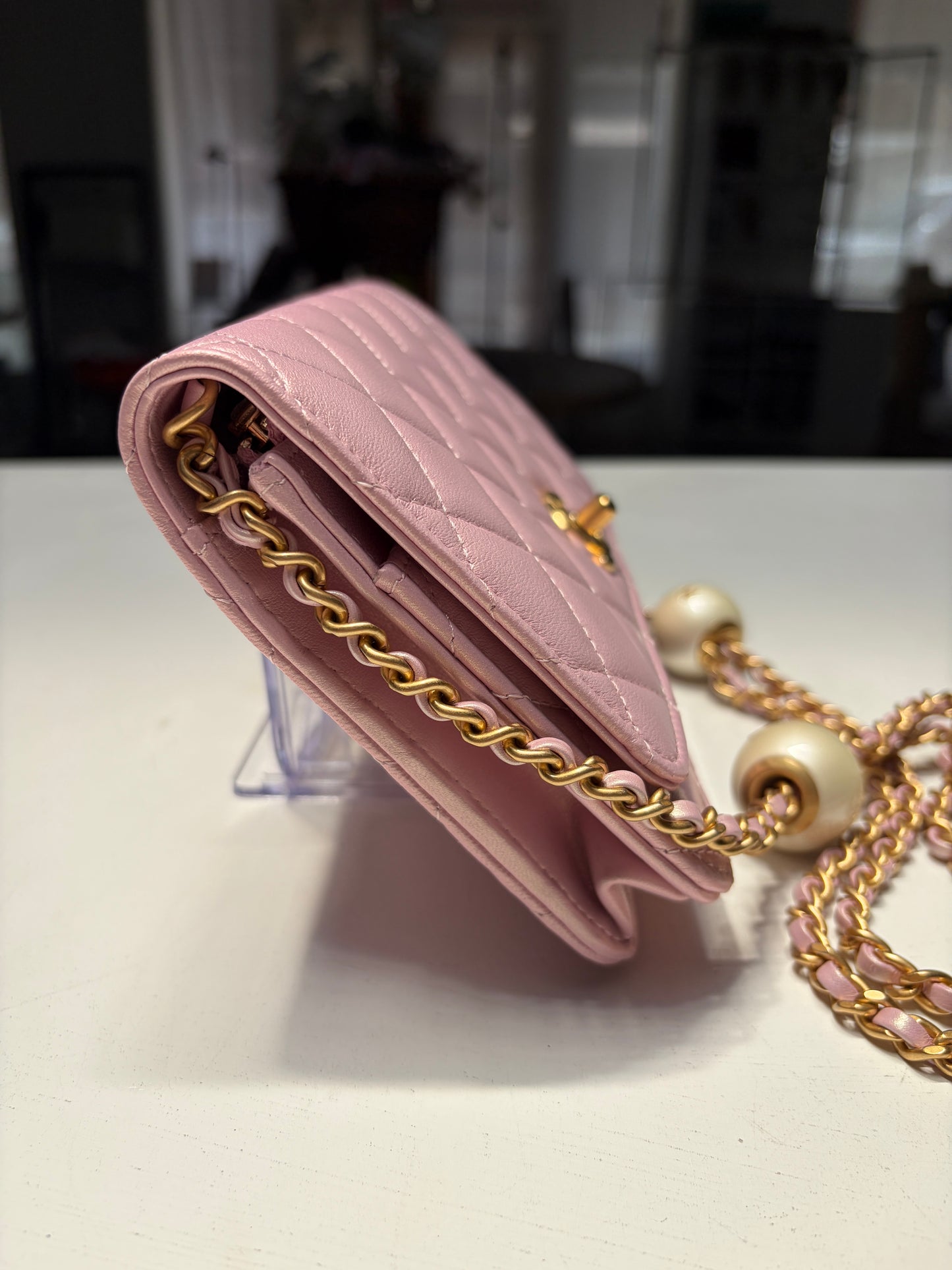 Chanel Light Iridescent Pink Wallet on Chain Pearl Crush