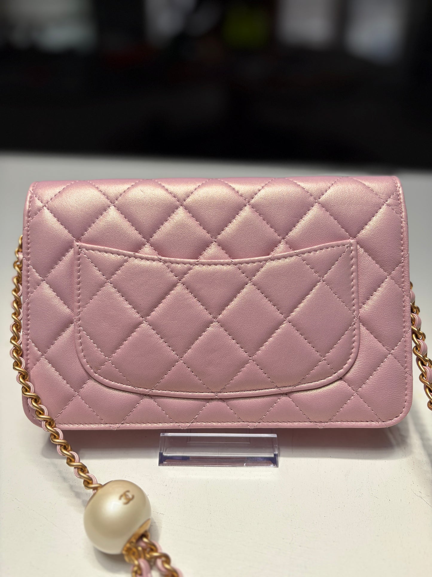 Chanel Light Iridescent Pink Wallet on Chain Pearl Crush