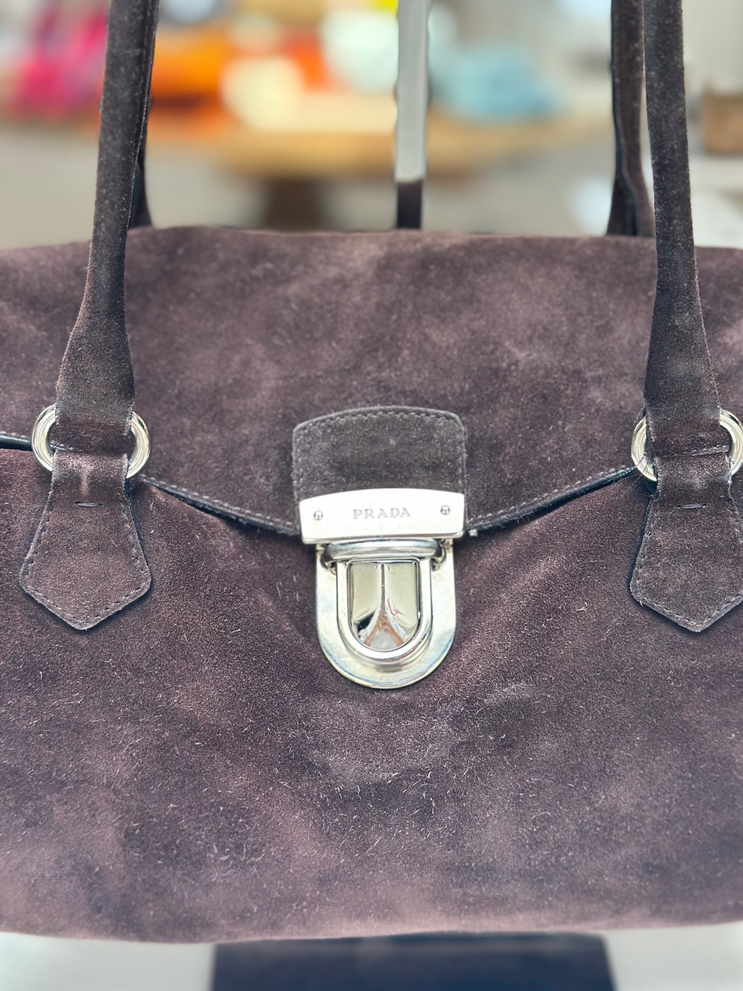 Prada Scamosciato Suede Easy Shoulder Bag, Brown