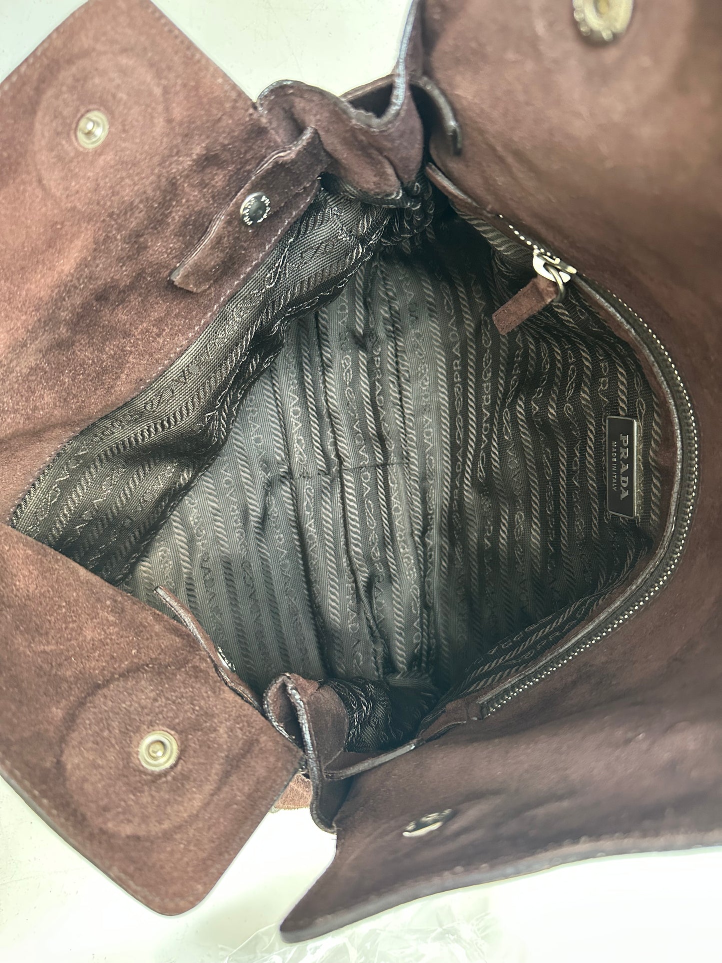 Prada Scamosciato Suede Easy Shoulder Bag, Brown