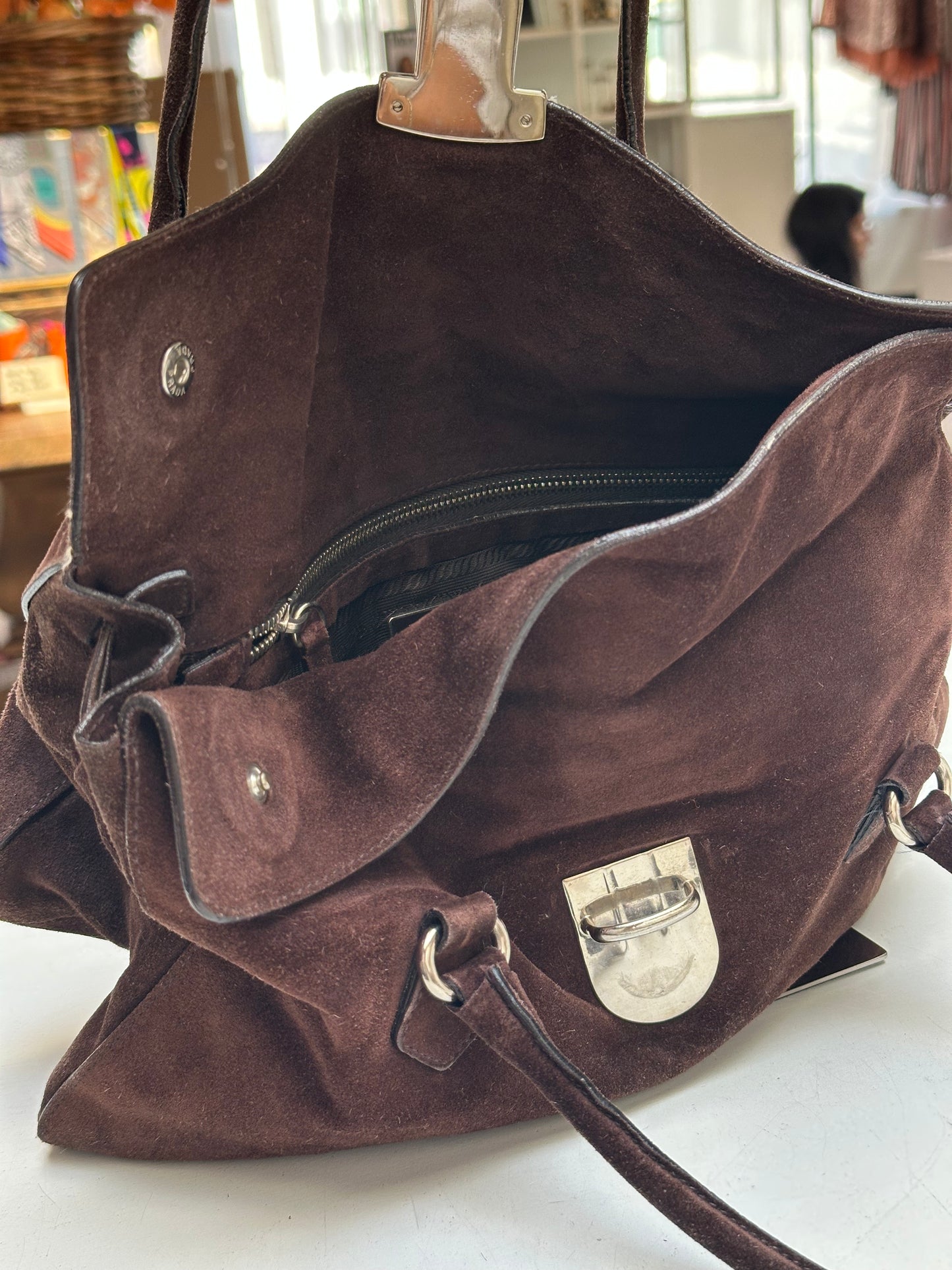 Prada Scamosciato Suede Easy Shoulder Bag, Brown