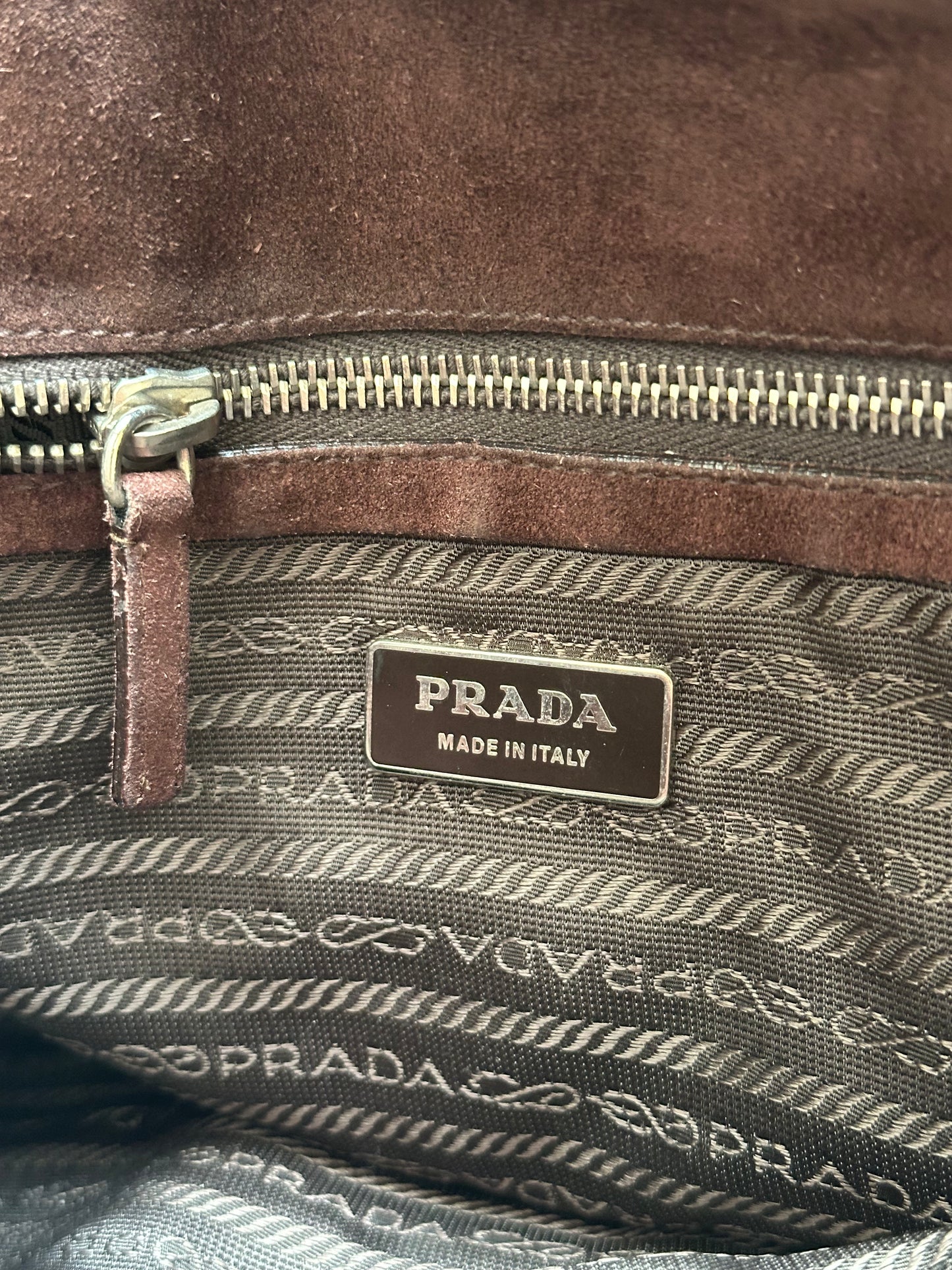 Prada Scamosciato Suede Easy Shoulder Bag, Brown