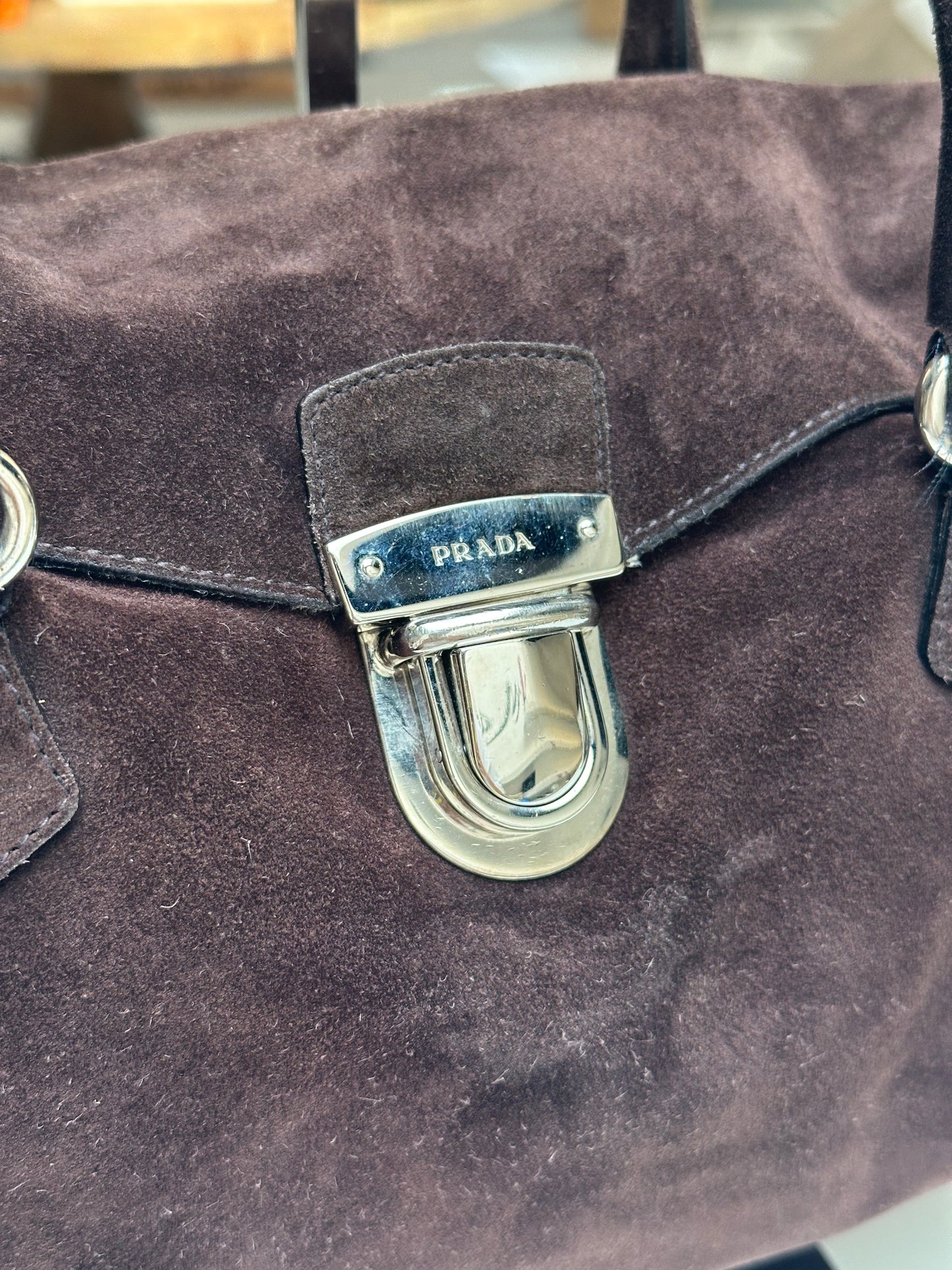 Prada Scamosciato Suede Easy Shoulder Bag, Brown