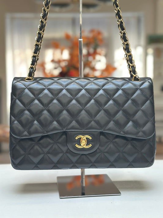 Chanel Classic Double Flap Jumbo, Lambskin Leather Black