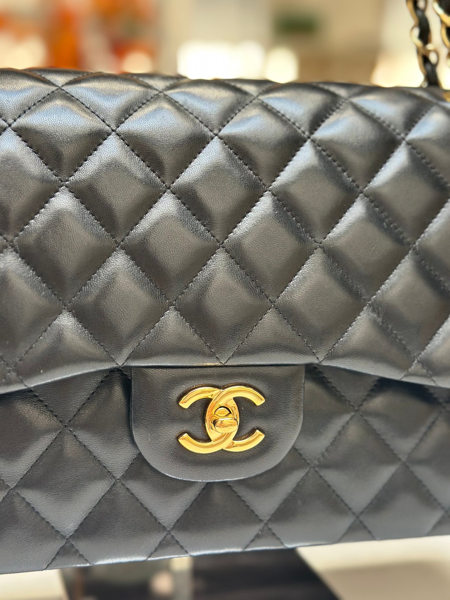 Chanel Classic Double Flap Jumbo, Lambskin Leather Black