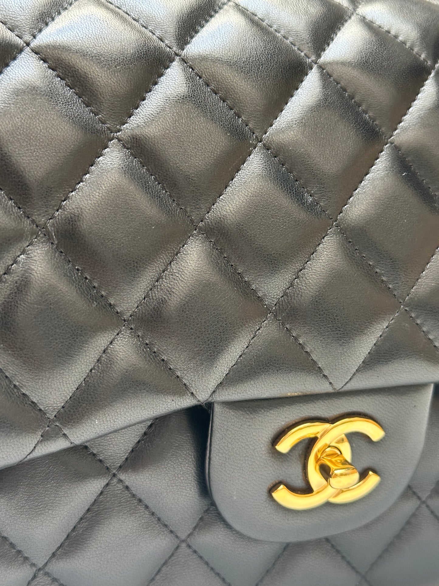 Chanel Classic Double Flap Jumbo, Lambskin Leather Black