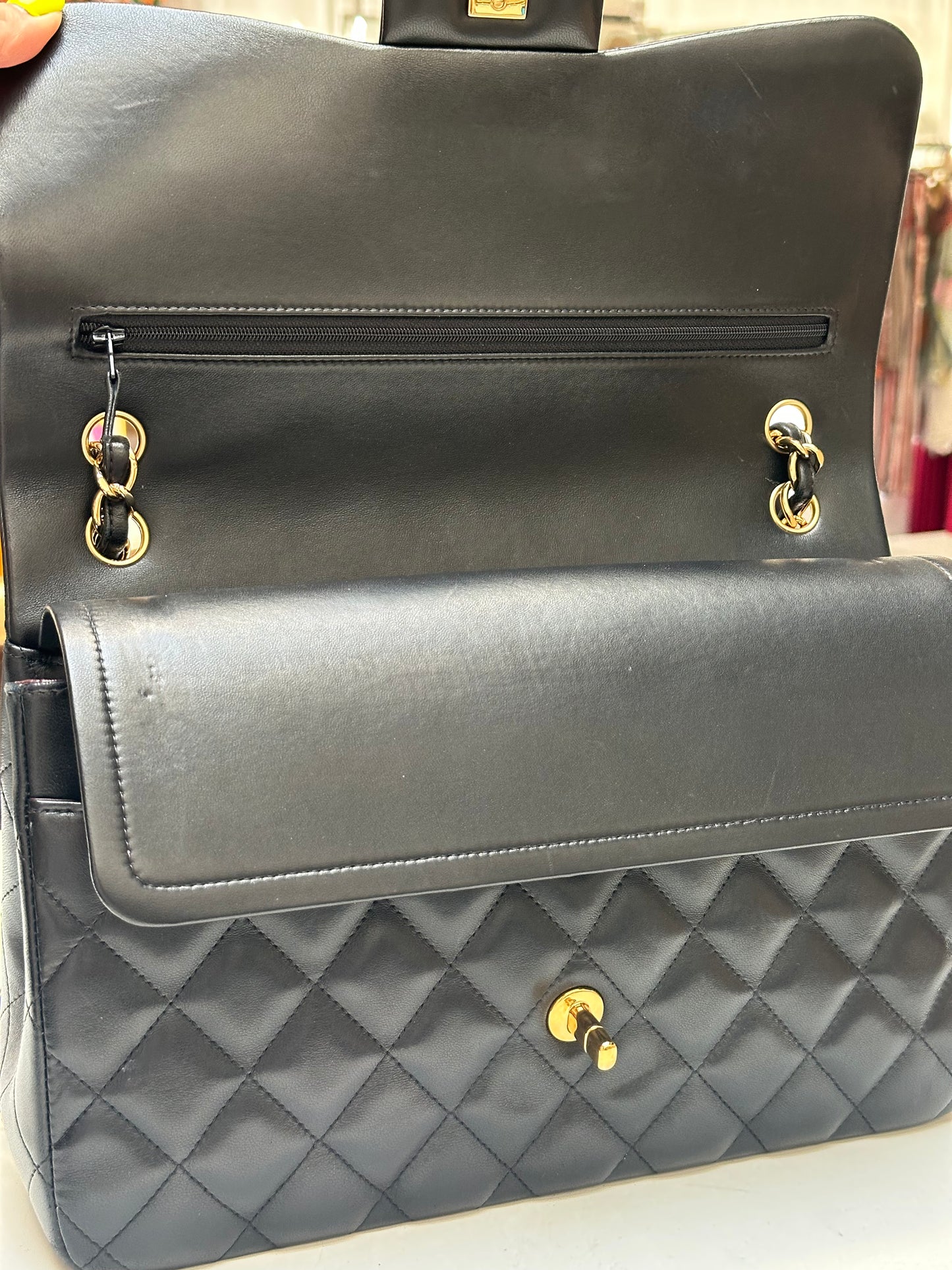 Chanel Classic Double Flap Jumbo, Lambskin Leather Black