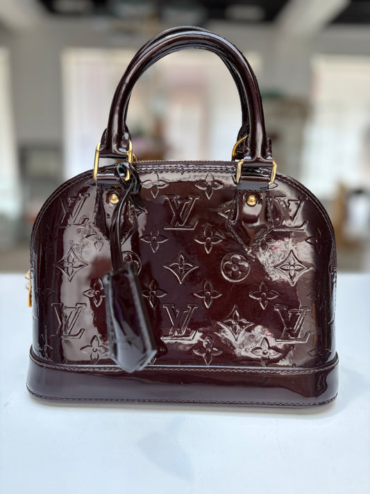 Louis Vuitton Vernis Monogram Alma BB Amarante Patent Leather