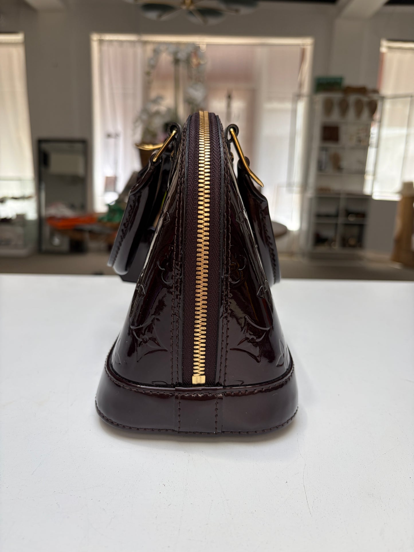 Louis Vuitton Vernis Monogram Alma BB Amarante Patent Leather