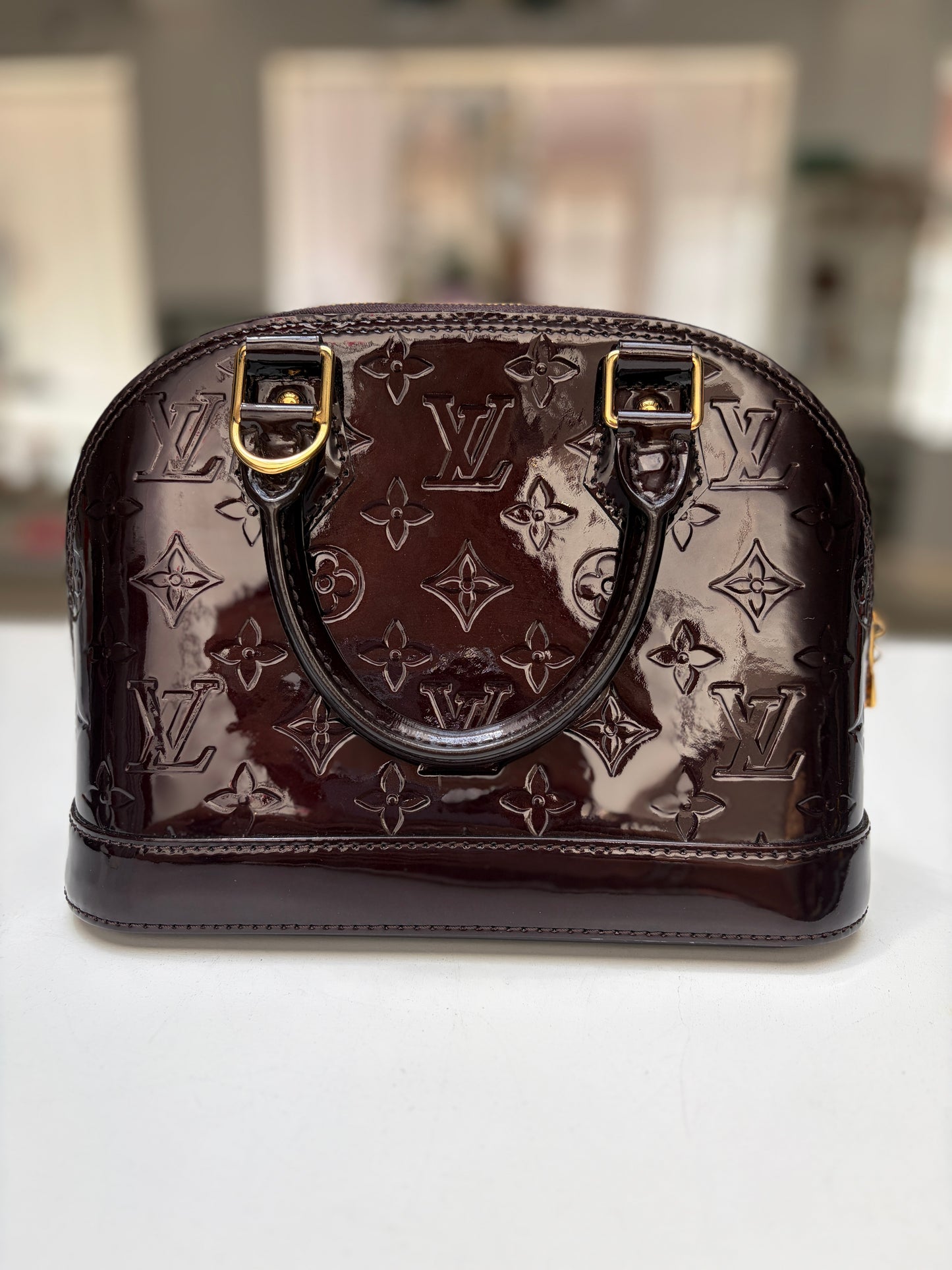 Louis Vuitton Vernis Monogram Alma BB Amarante Patent Leather