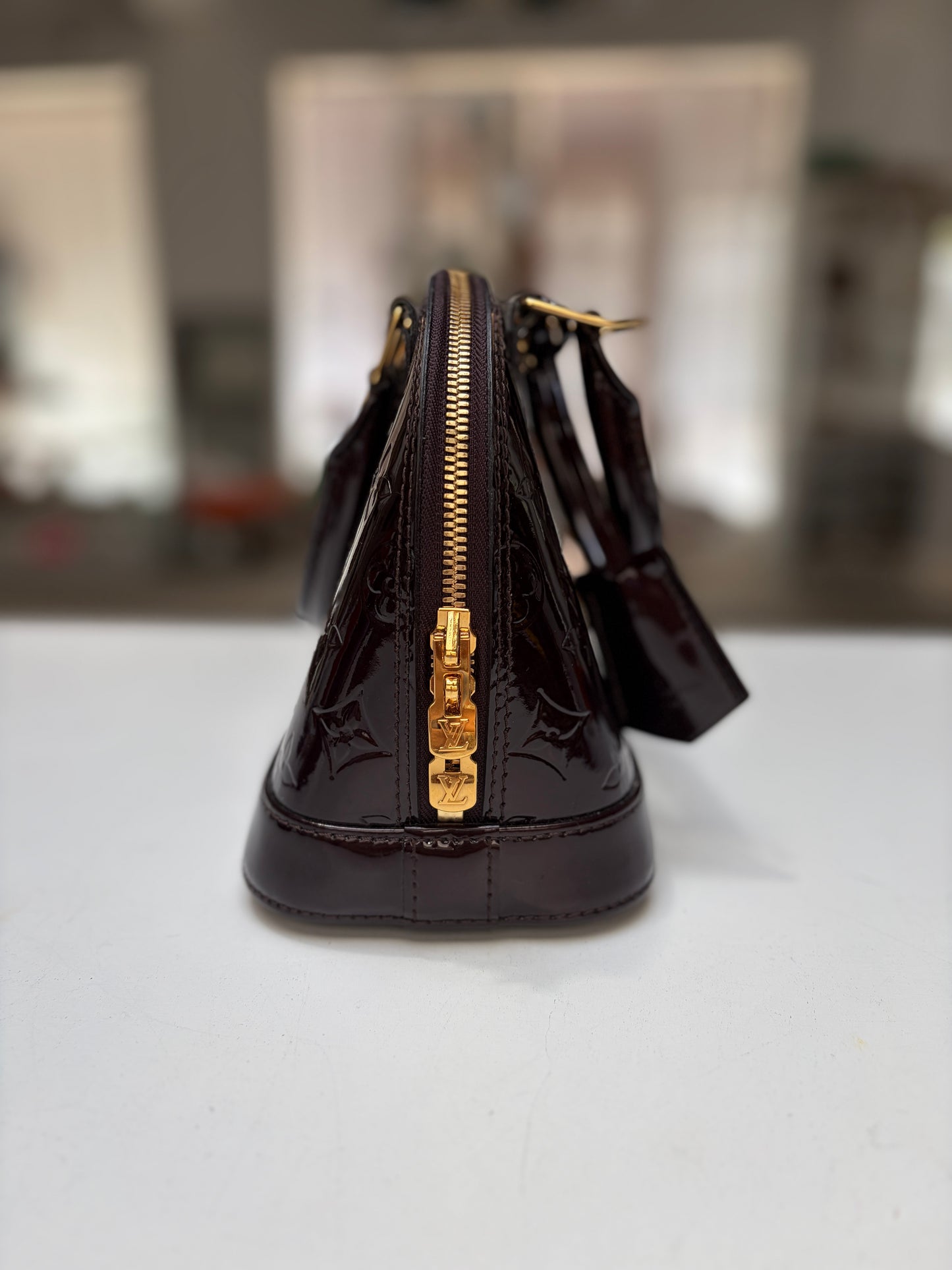 Louis Vuitton Vernis Monogram Alma BB Amarante Patent Leather
