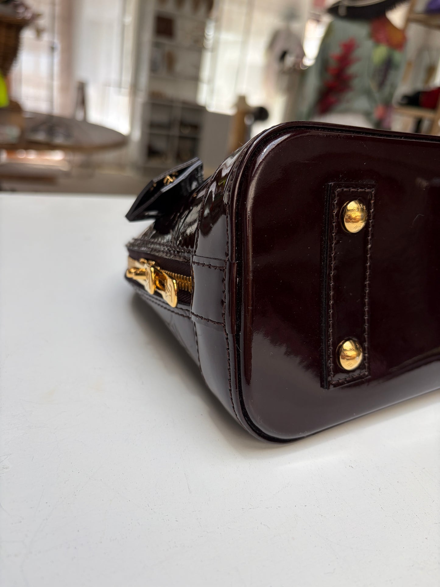 Louis Vuitton Vernis Monogram Alma BB Amarante Patent Leather