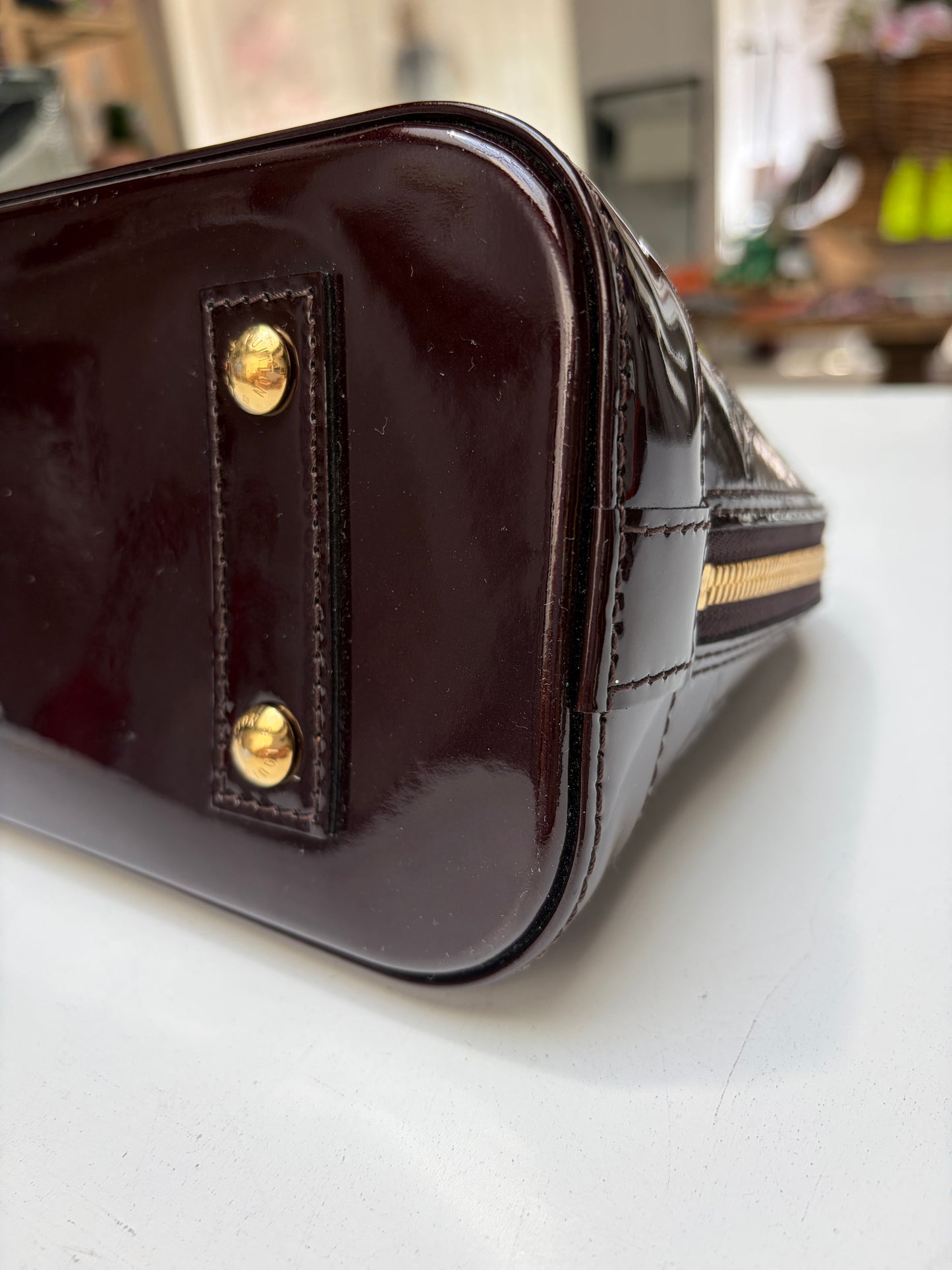 Louis Vuitton Vernis Monogram Alma BB Amarante Patent Leather